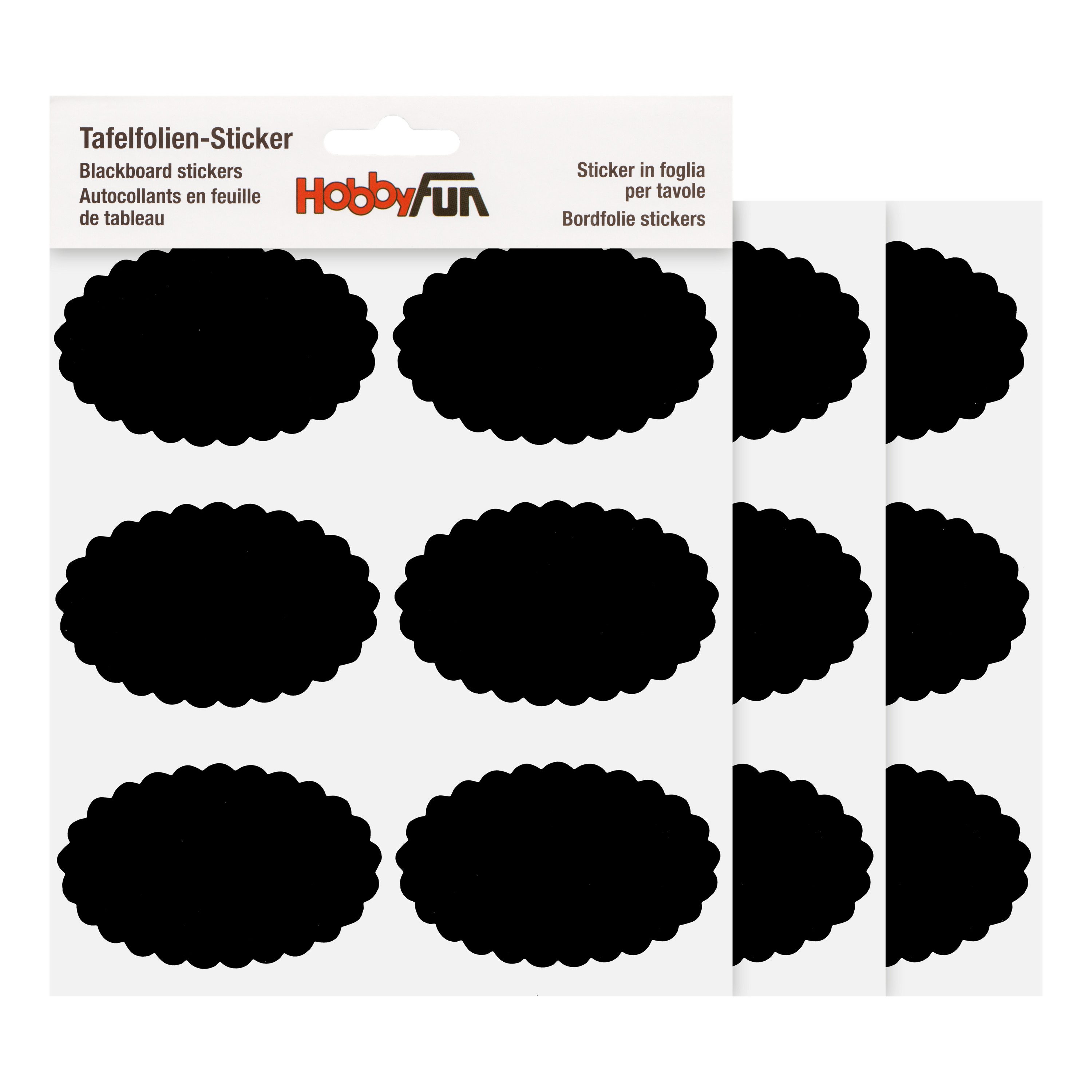 HobbyFun Tafelfolie Tafelfolien-Sticker Oval gewellt, 18 Stück günstig online kaufen
