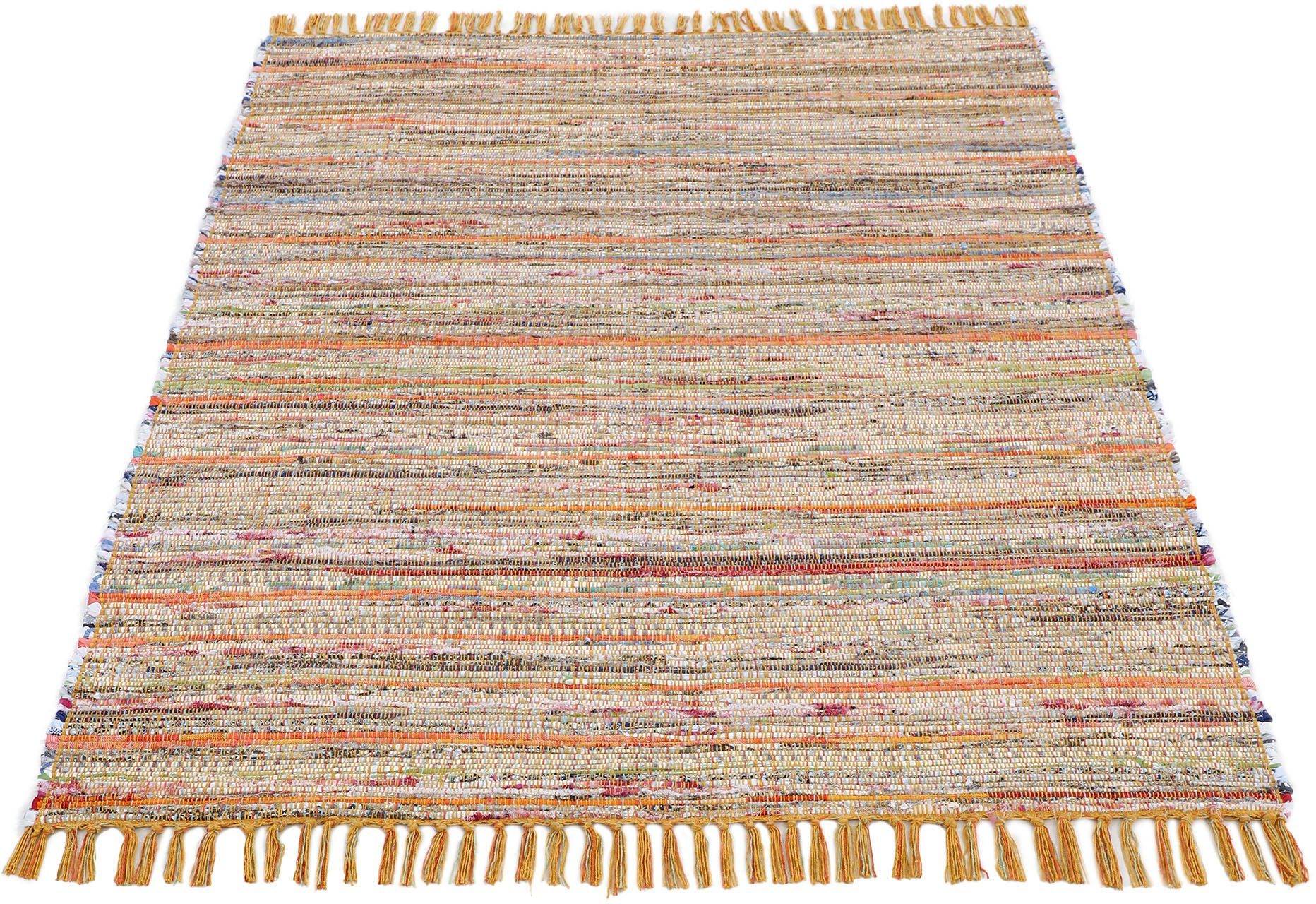 carpetfine Teppich Kelim Chindi, Wendeteppich, rechteckig, Höhe: 6 mm, handgewebt, Fleckerlteppich mit Fransen, auch vielen in Läufergrößen
