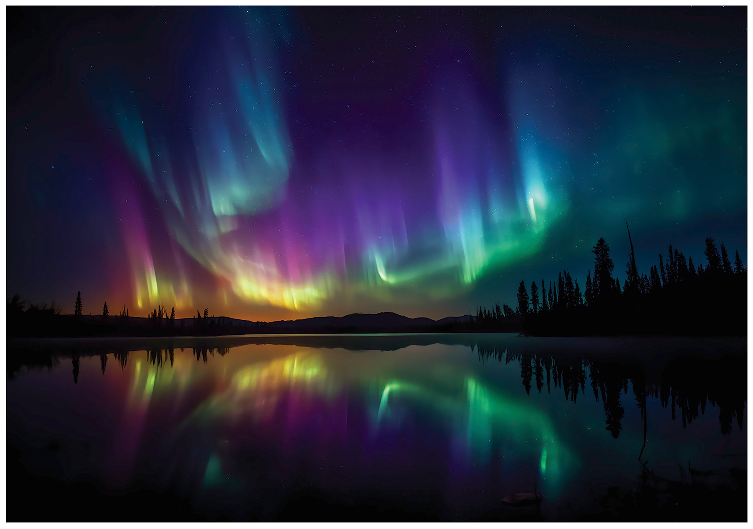 Wallarena Fototapete Nordlichter Lila Natur Vlies Tapete Wohnzimmer Schlafz günstig online kaufen