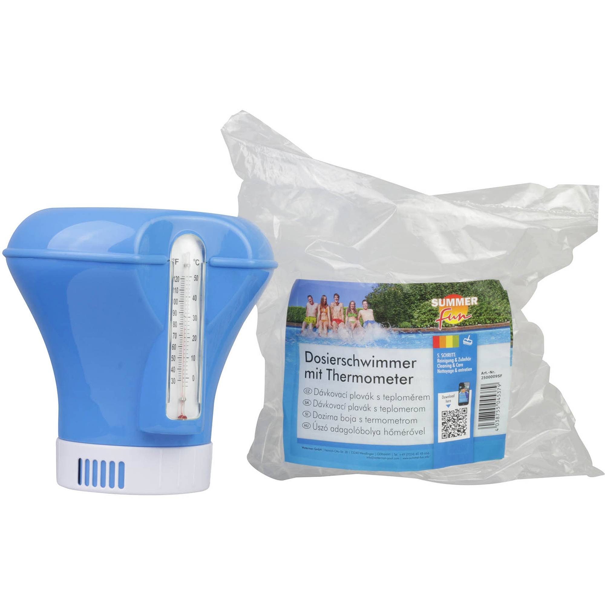 SUMMER FUN Chlordosierschwimmer Dosierschwimmer inkl. Thermometer für 200gr Tablet