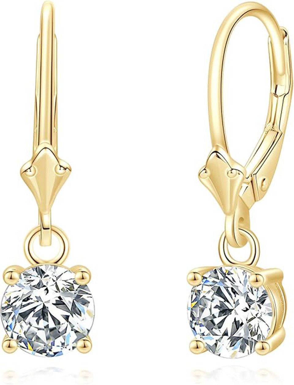 Jumpeak Paar Ohrstecker Diamantohrringe,Ohrringe mit vierfacher Krappenfassung, 1 Karat, D VS1, 585erGold,Weihnachtsgeschenk,Geburtstagsgeschenk,Valentinstagsgeschenk