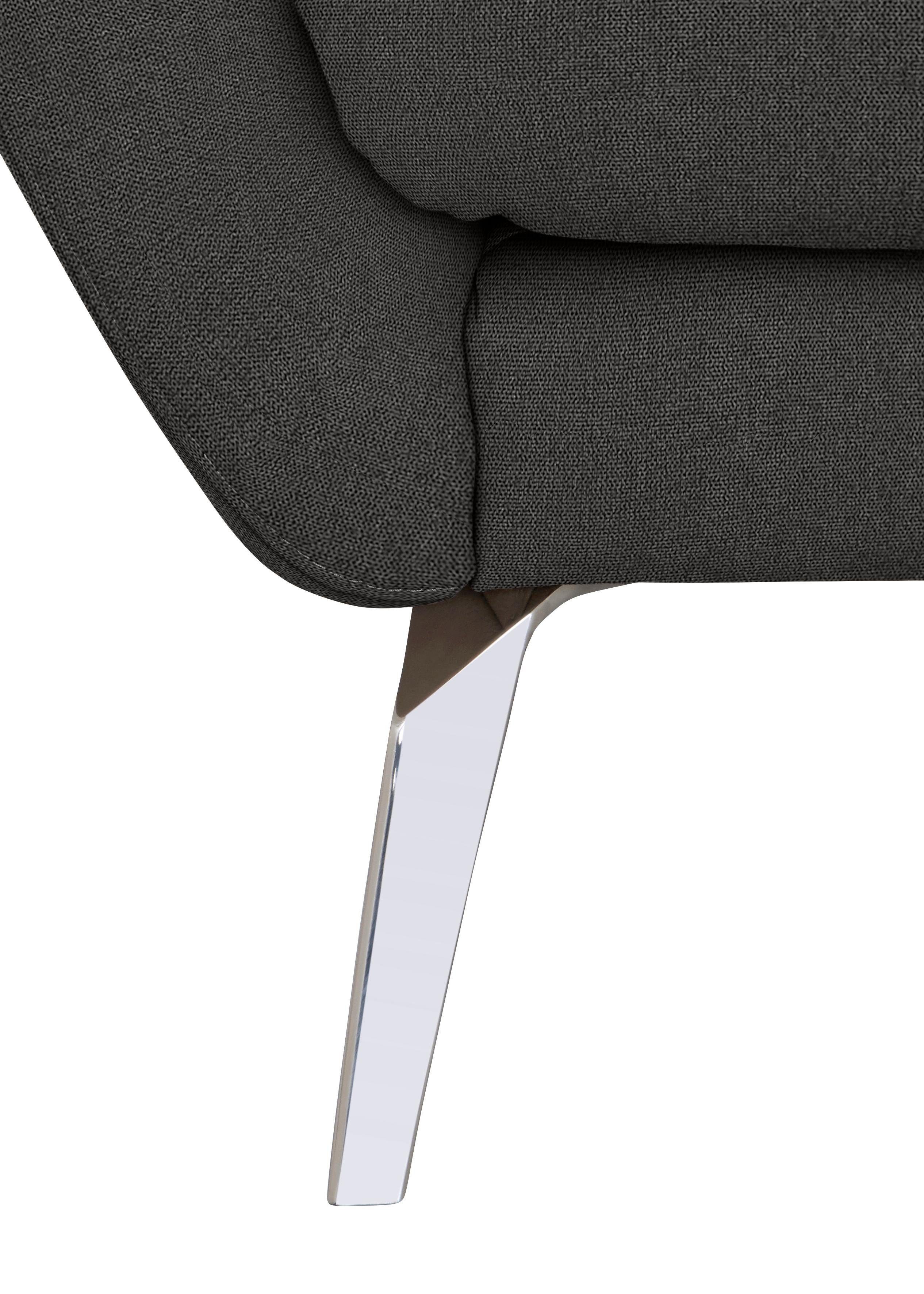 Big-Sofa glänzend Heftung W.SCHILLIG Füße mit dekorativer softy, Chrom im Sitz,