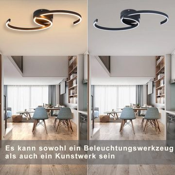 ZMH Deckenleuchten Deckenlampe 2 Mondschnur Design Deko Wohnzimmer Büro 3000K, Kreatives Design, LED fest integriert, Warmweiß, Schwarz, 25W