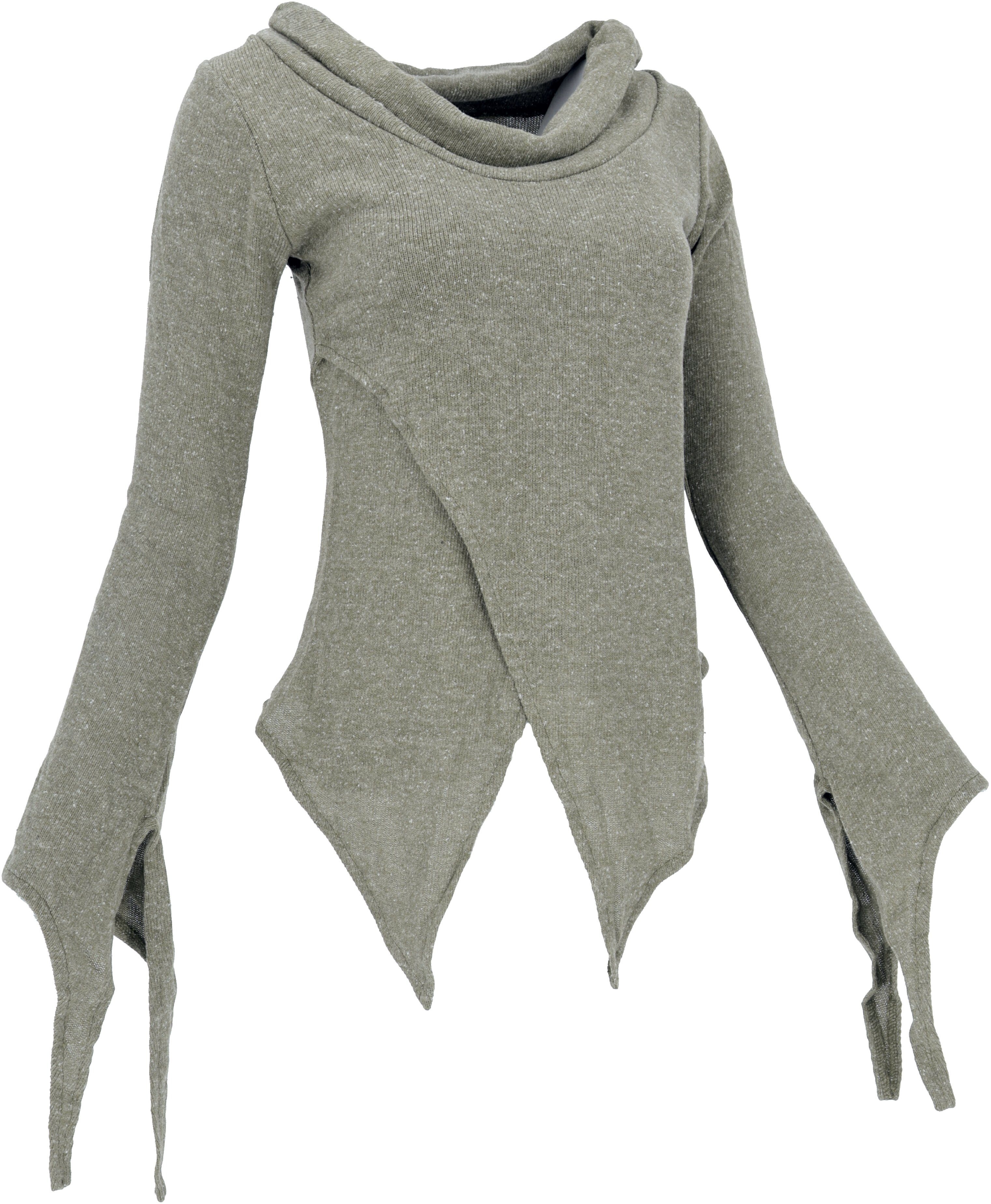 Guru-Shop Longsleeve Pixishirt mit Schalkragen Baumwollstrick.. günstig online kaufen