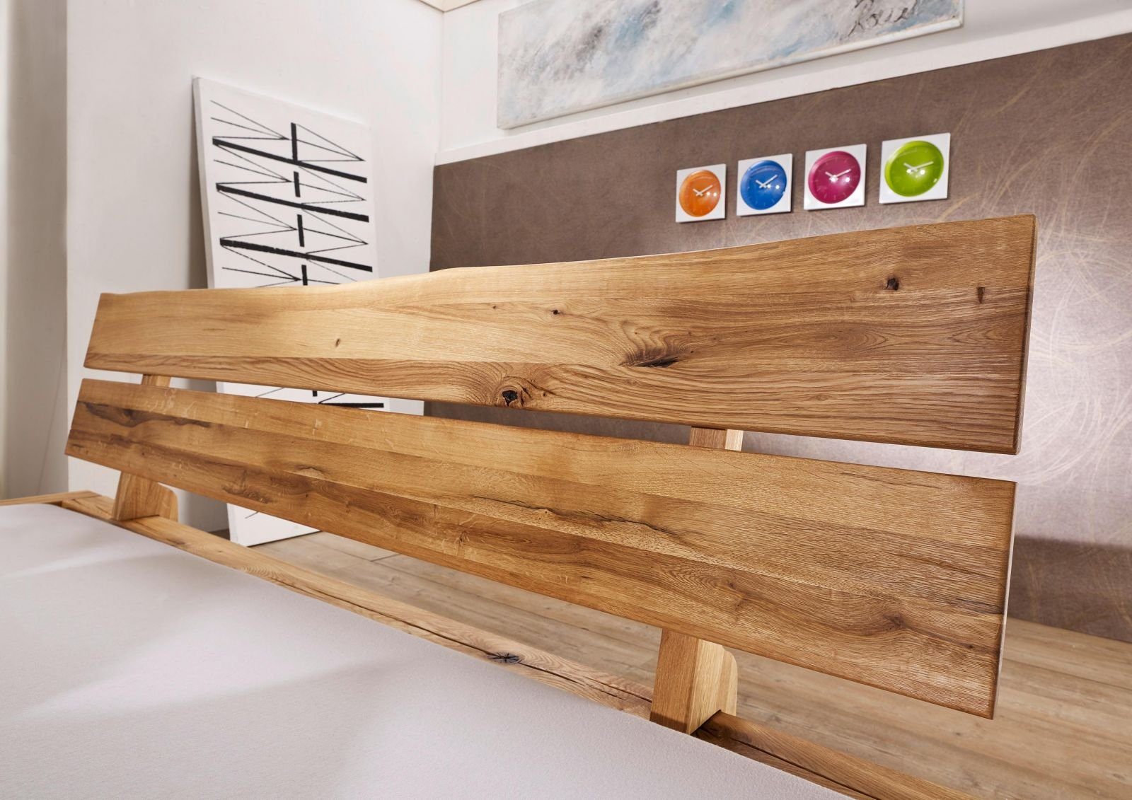 Massivmoebel24 Massivholzbett BALKENMÖBEL (Balkenbett Wildeiche 180x200x85 natur geölt JANGALI #612), Balkenbett Wildeiche 180x200x85 natur geölt JANGALI #612