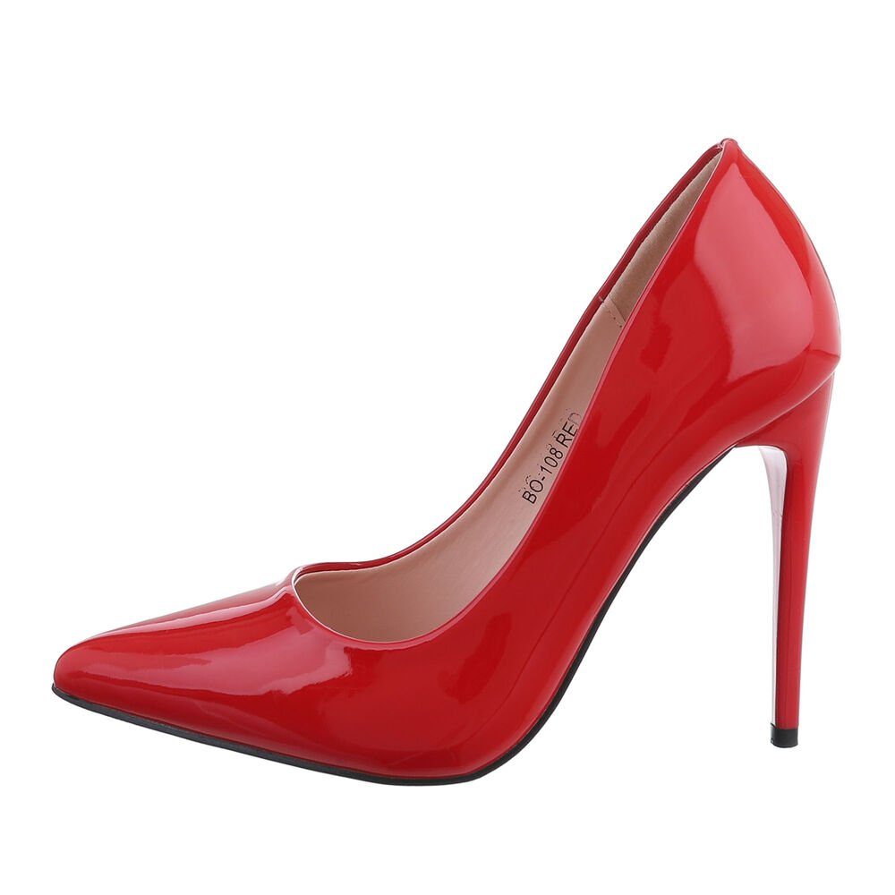 Ital-Design Damen Abendschuhe Elegant High-Heel-Pumps Rot High Pfennig-/Stilettoabsatz Pumps in Heel