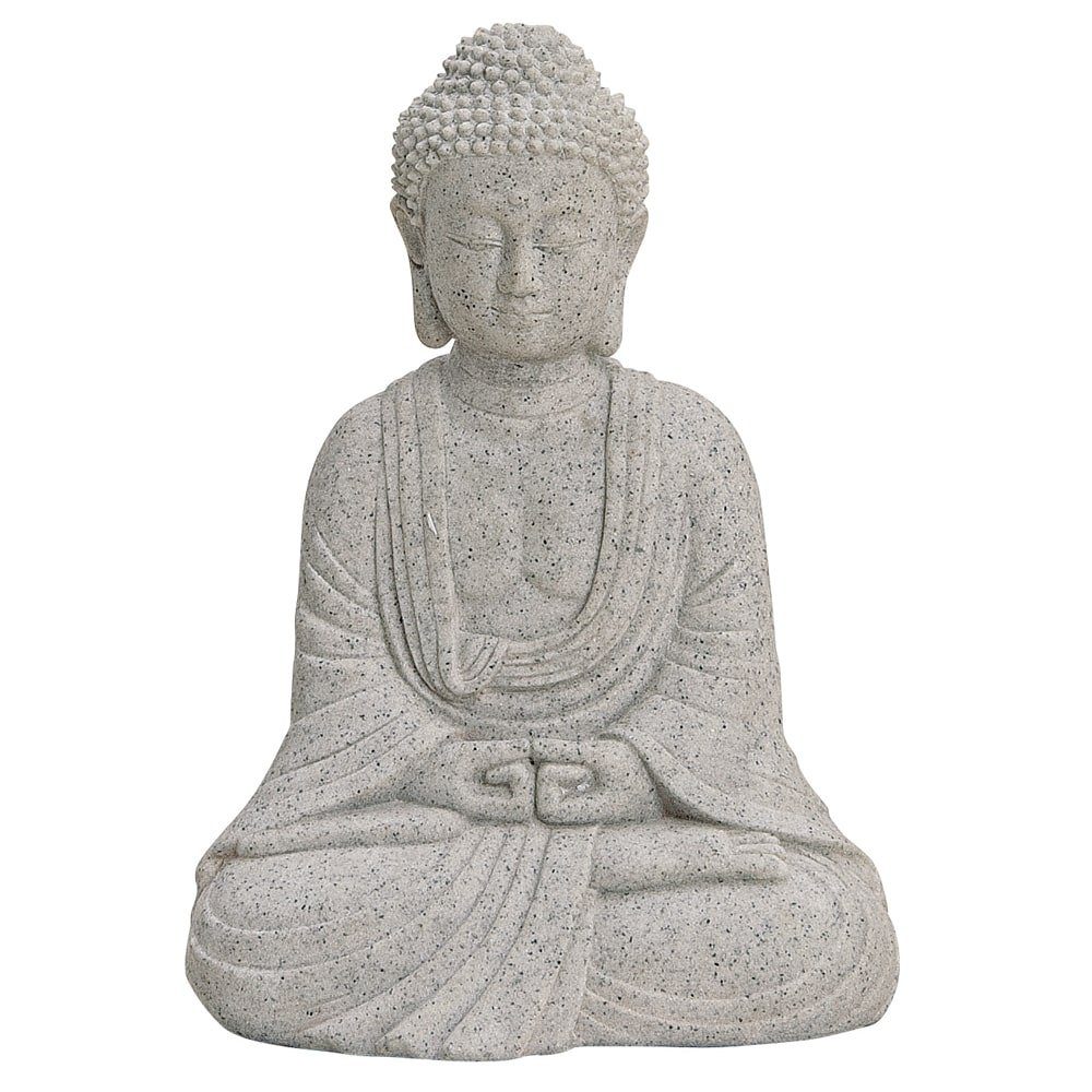 Deko Figur Buddha St) (1 Figur HOBBY Dekofigur HOME Garten Deko matches21 sitzend grau &