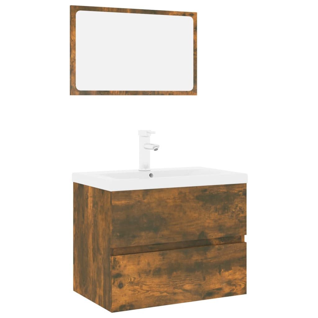 vidaXL Badezimmer-Set Badmöbel-Set Räuchereiche Holzwerkstoff, (1-St) günstig online kaufen