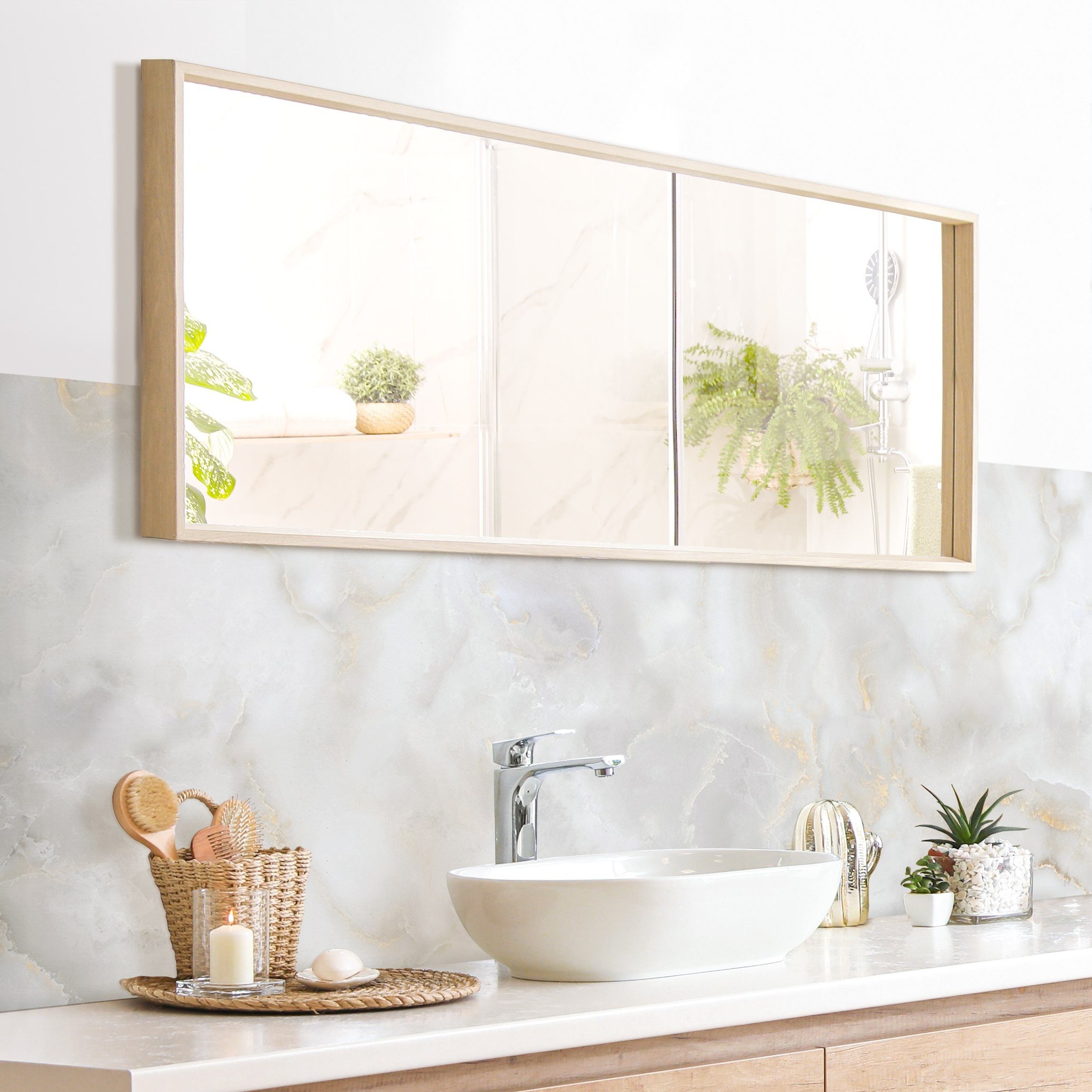 Bilderdepot24 Badrückwand weiss fugenlose Wandverkleidung Bad mit Motiv, (Hartfolie matt » Selbstklebend SMART 0,35 mm), wasserfestes Wandpaneel Onyx Marmor Gold