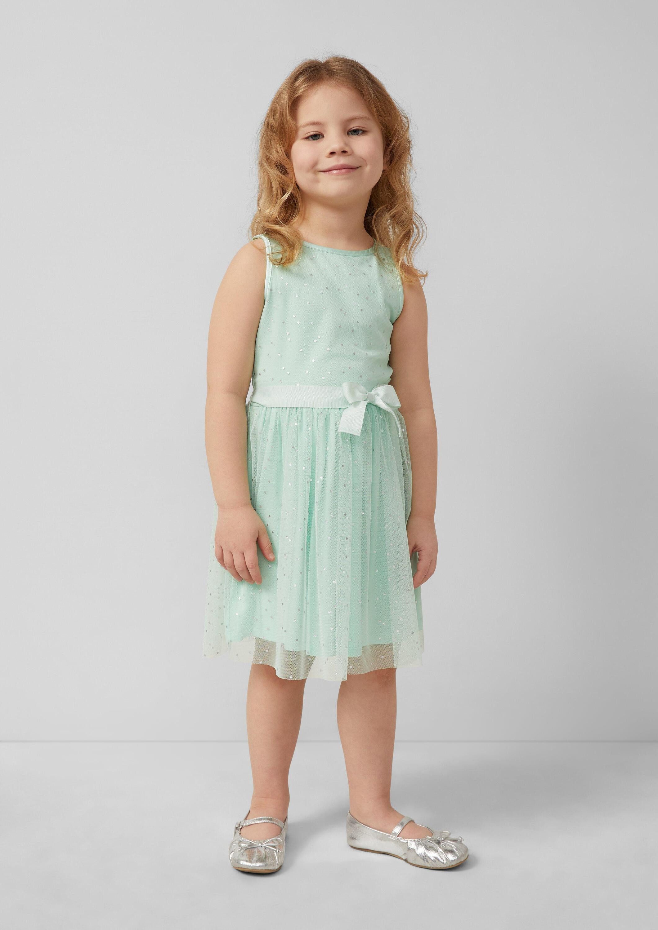 s.Oliver Minikleid Kleid Kurzes Kleid mit silbernen Punkten und Gürtel