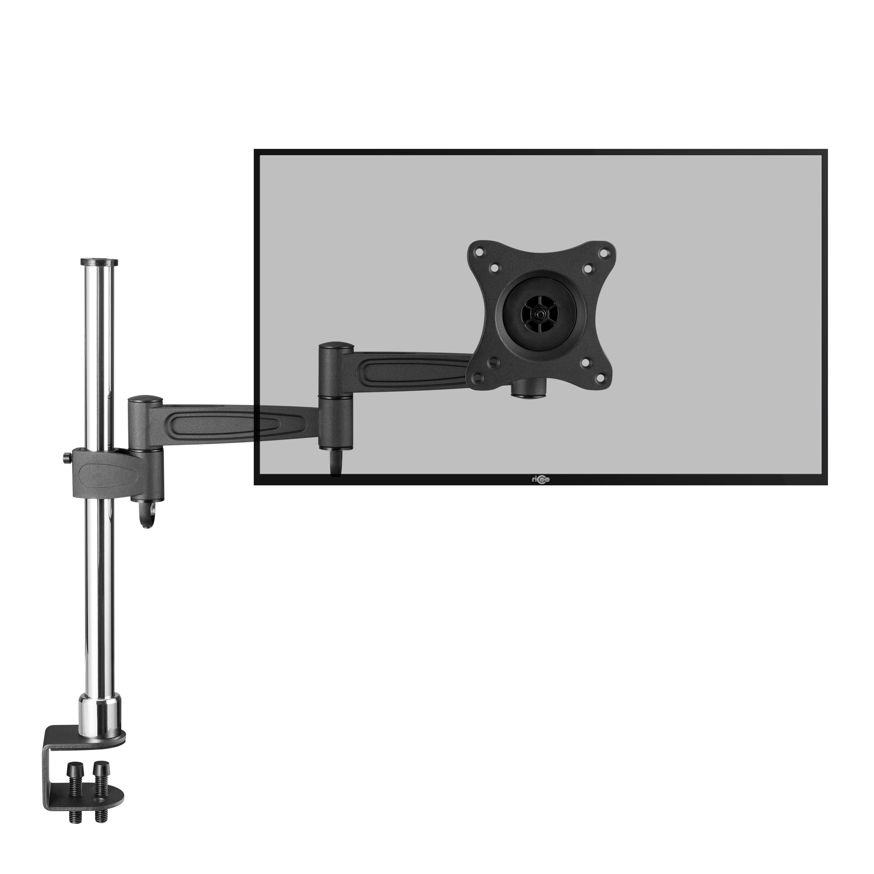RICOO Monitor-Halterung Tischhalterung für Monitor mit max VESA 100x100 / TS2111, (bis 27 Zoll, VESA 75x75 und 100x100, 1-tlg., 8 kg Belastbarkeit, 33-68 cm (13"-27) Bildschirm-Diagonale, neigbar +/-15°, schwenkbar bis 180°, drehbar bis 360)