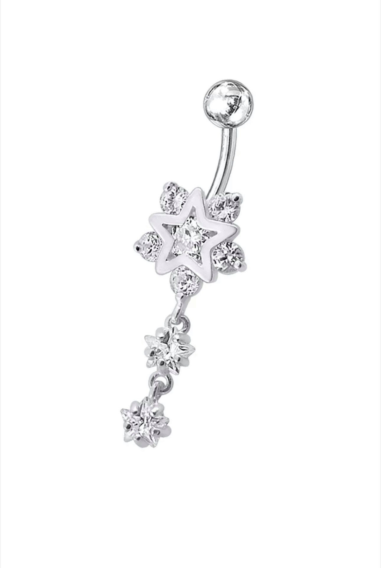 Karisma Schmuck Bauchnabelpiercing Silber 925 3 Sterne Nabel Stecker Anhänger Zirkonia
