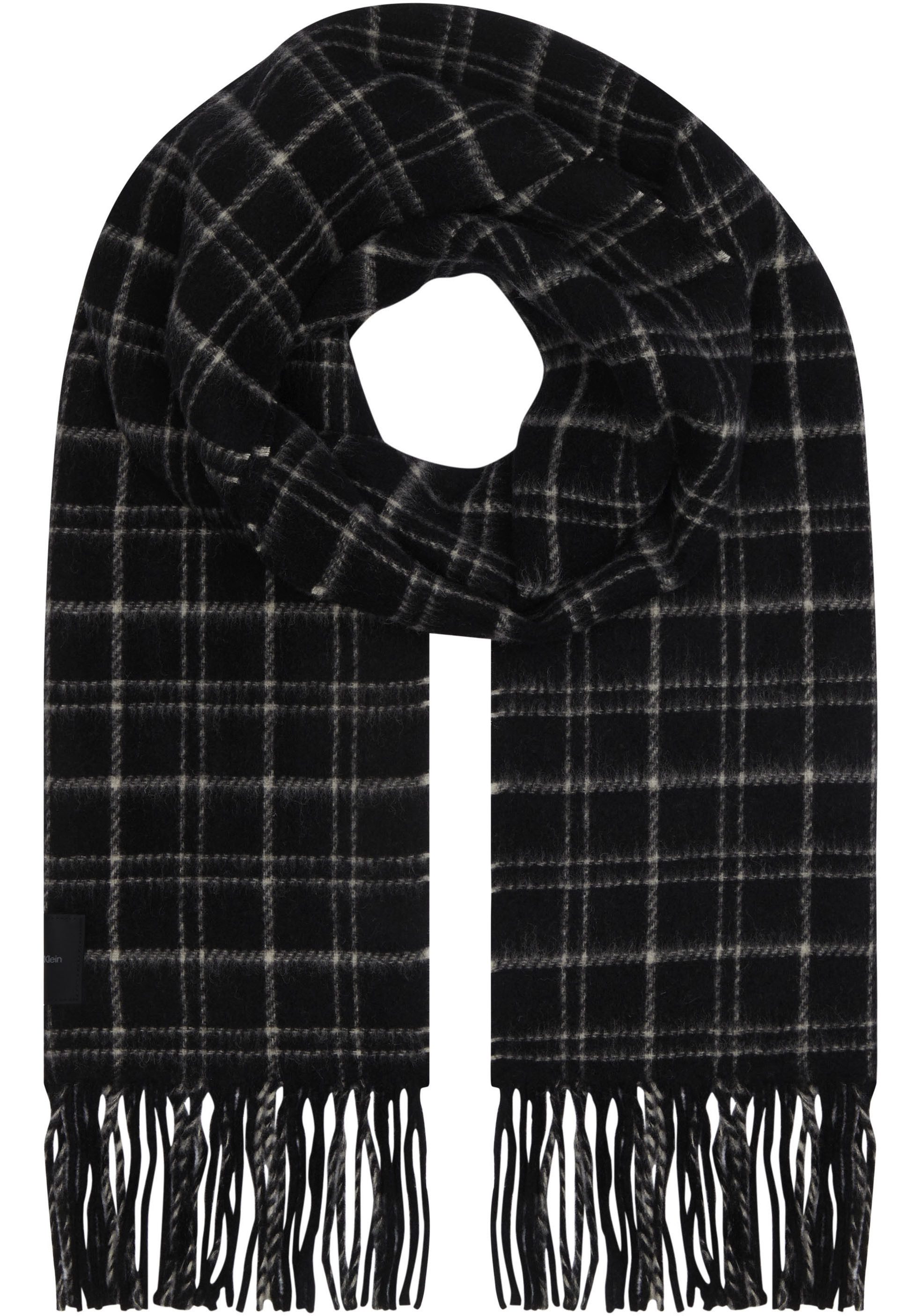 Calvin Klein Schal MINI CHECK WOOL SCARF, mit Logopatch günstig online kaufen