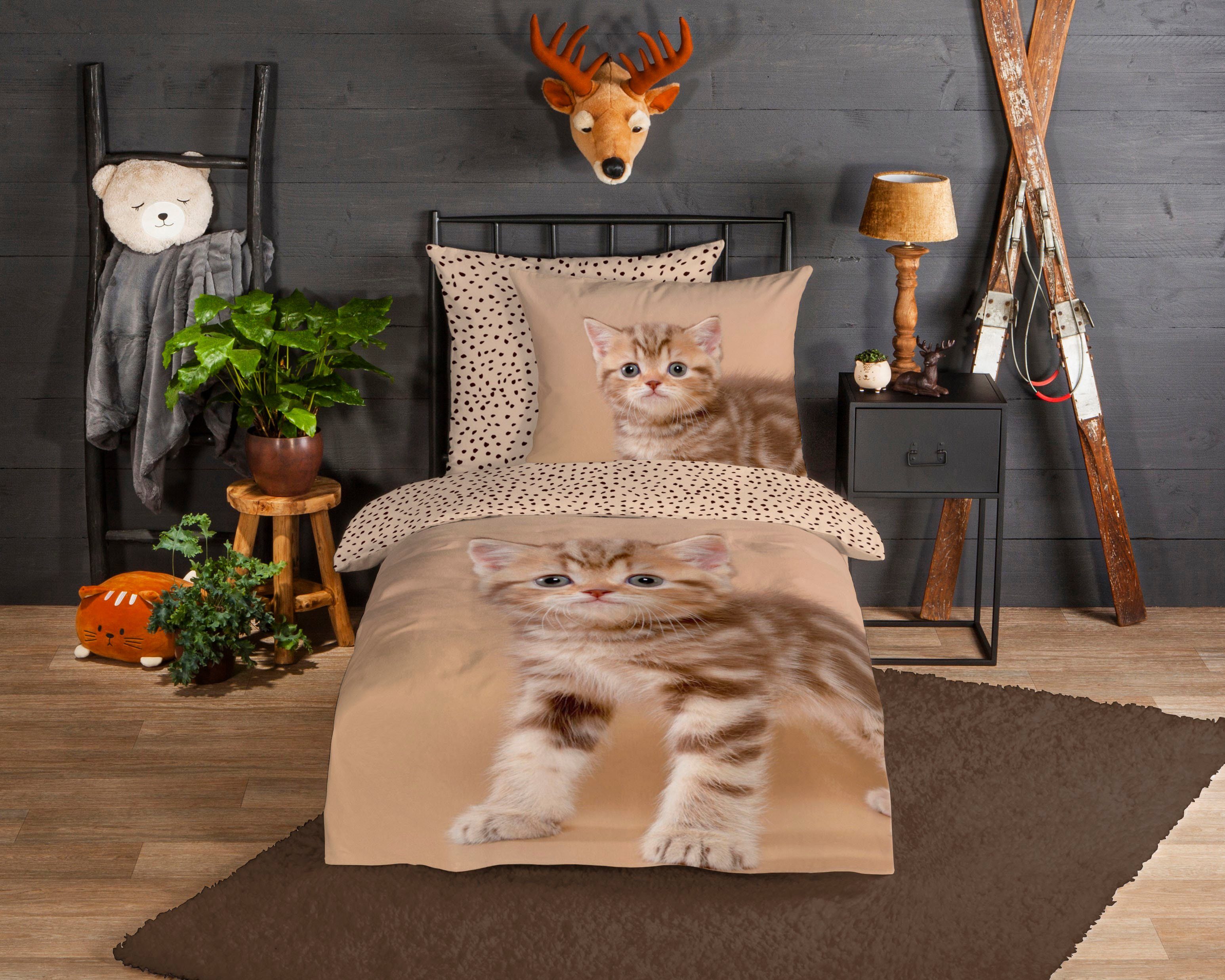 Kinderbettwäsche Stripe kitty
