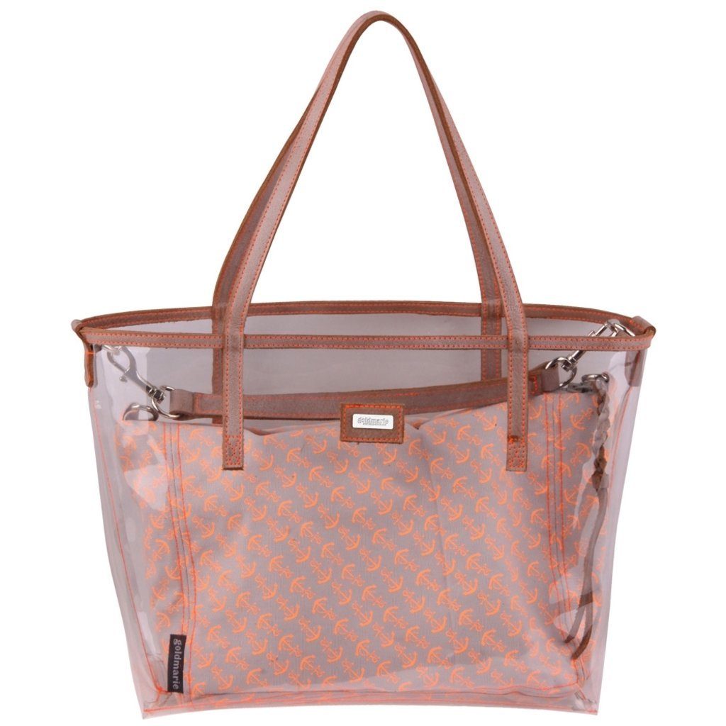 Taschenfach Tasche hellbraun, transparent herausnehmbares Anker Bag Muster goldmarie Canvas Shopper Canvas mit