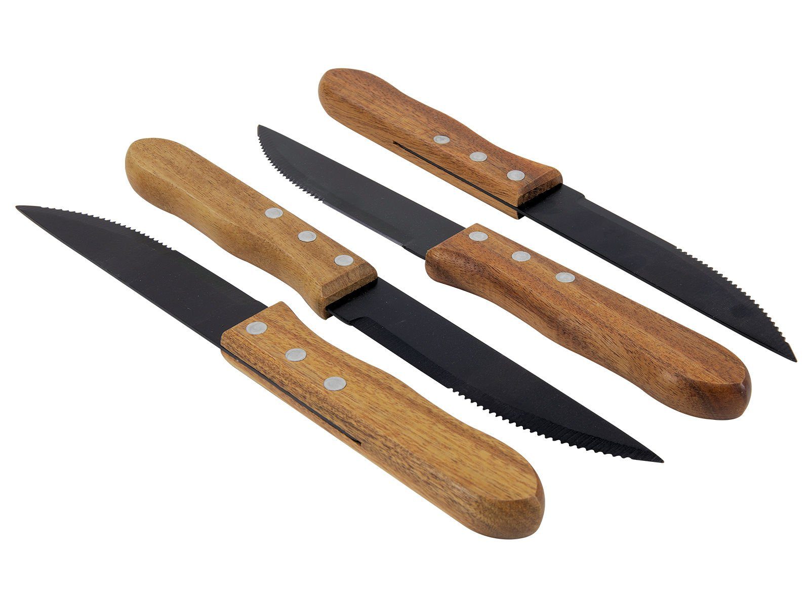 Spetebo Steakmesser »Steakmesser Set 4-tlg.- Jumbo Messer mit Holzgriff« (4  Stück), mit Holzgriff