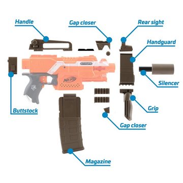 Blasterparts Blaster SMG-Kit 2: Silencer Gun, olive, SMG-Kit 2, olive: Das günstige Modding Kit mit geringen Bastelbedarf.