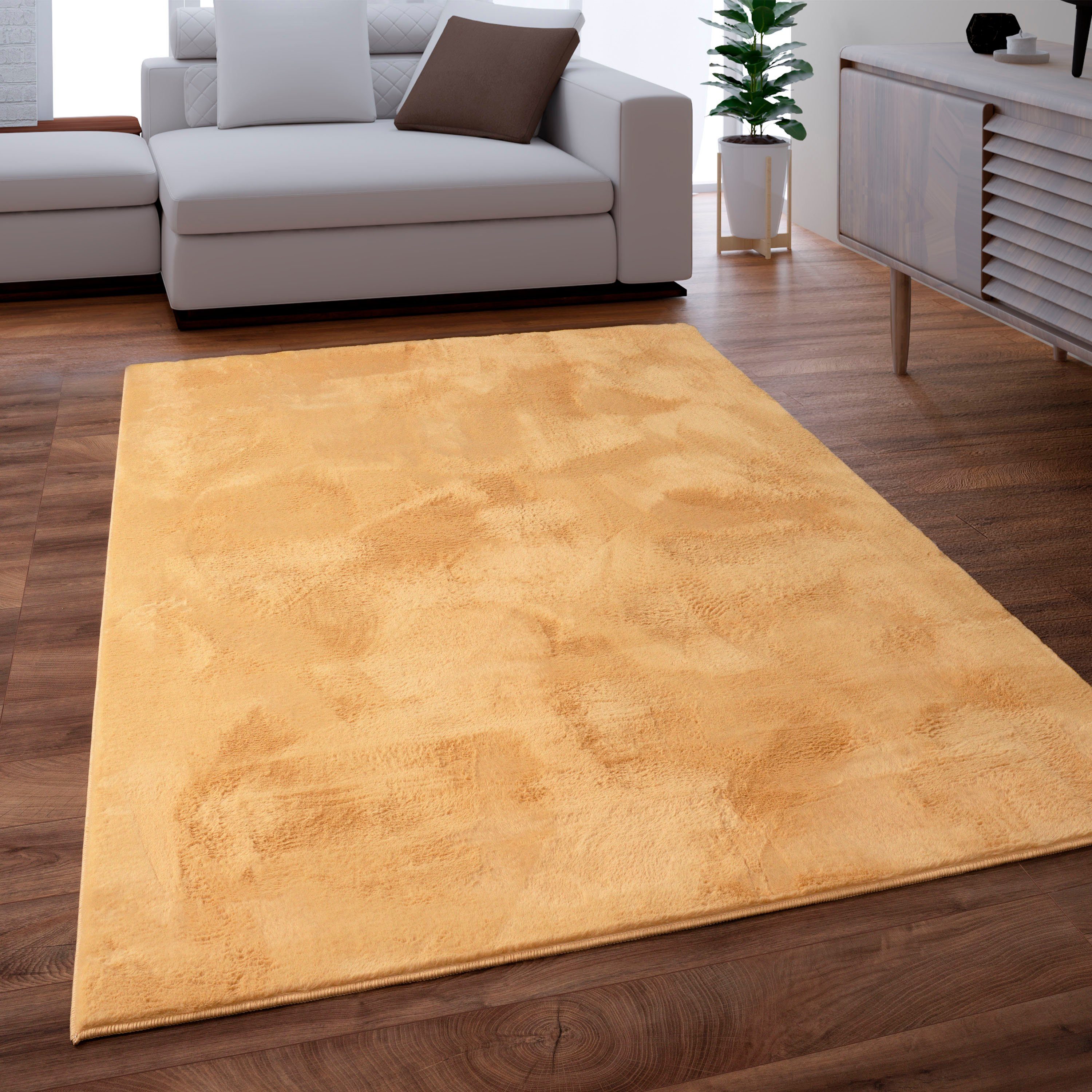 Paco Home Fellteppich Kunstfell Soft 380, rechteckig, Höhe: 14 mm, Langflor, Kuschelteppich - besonders weich, Uni-Farben