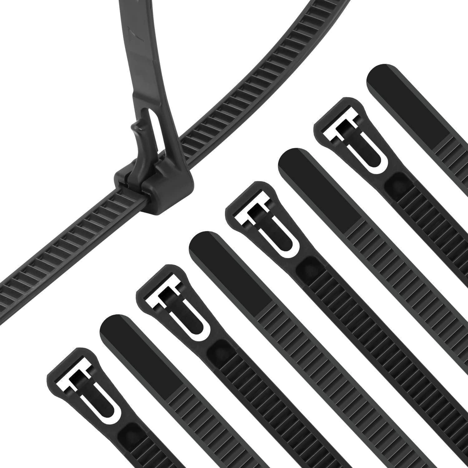 LuxusKollektion Kabelbinder Kabelbinder 100 Stück Wiederverwendbar 250mm x 7.6mm Schwarz (100-St)
