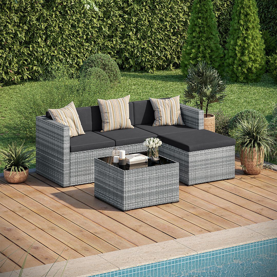Sitzgruppe Zethora Gartenlounge Set aus Polyrattan