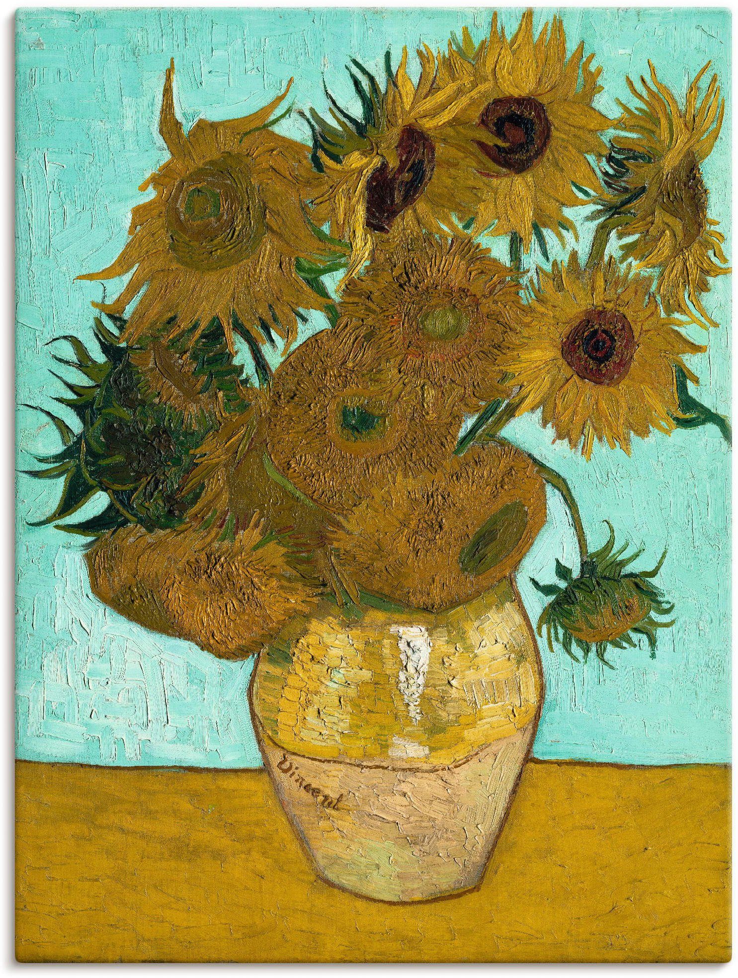 Artland Leinwandbild Vase mit Sonnenblumen. 1888, Blumen (1 St), auf Holzrahmen gespannt