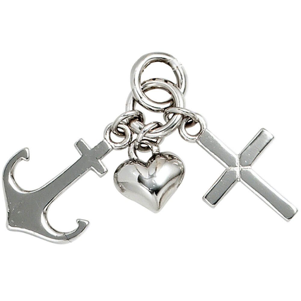 Schmuck Krone Kettenanhänger Anhänger Glaube Liebe Hoffnung 925 Silber  Echtsilber Einhänger Unisex, Silber 925