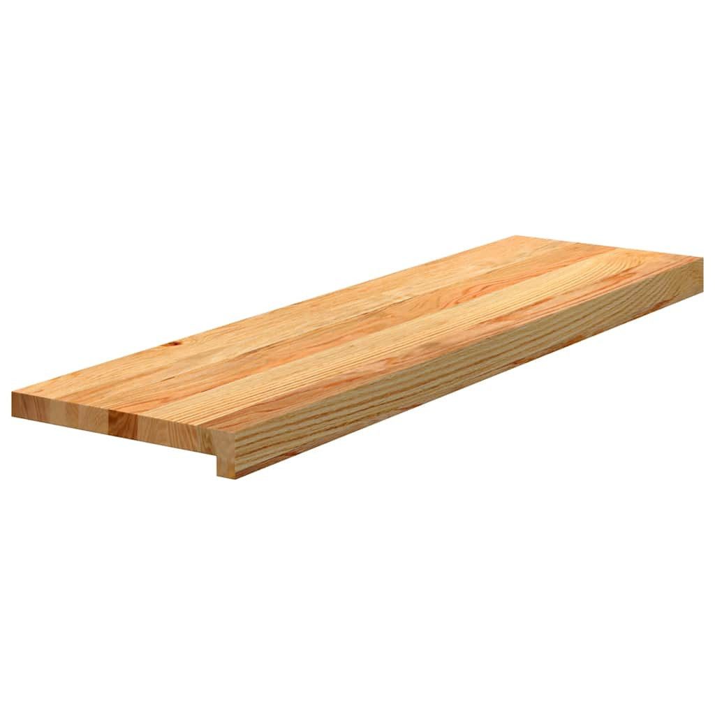 vidaXL Stufenmatte Treppenstufen 12 Stk. Hellbraun 90x25x2 cm Massivholz Eiche, Rechteckig, Höhe: 2 mm
