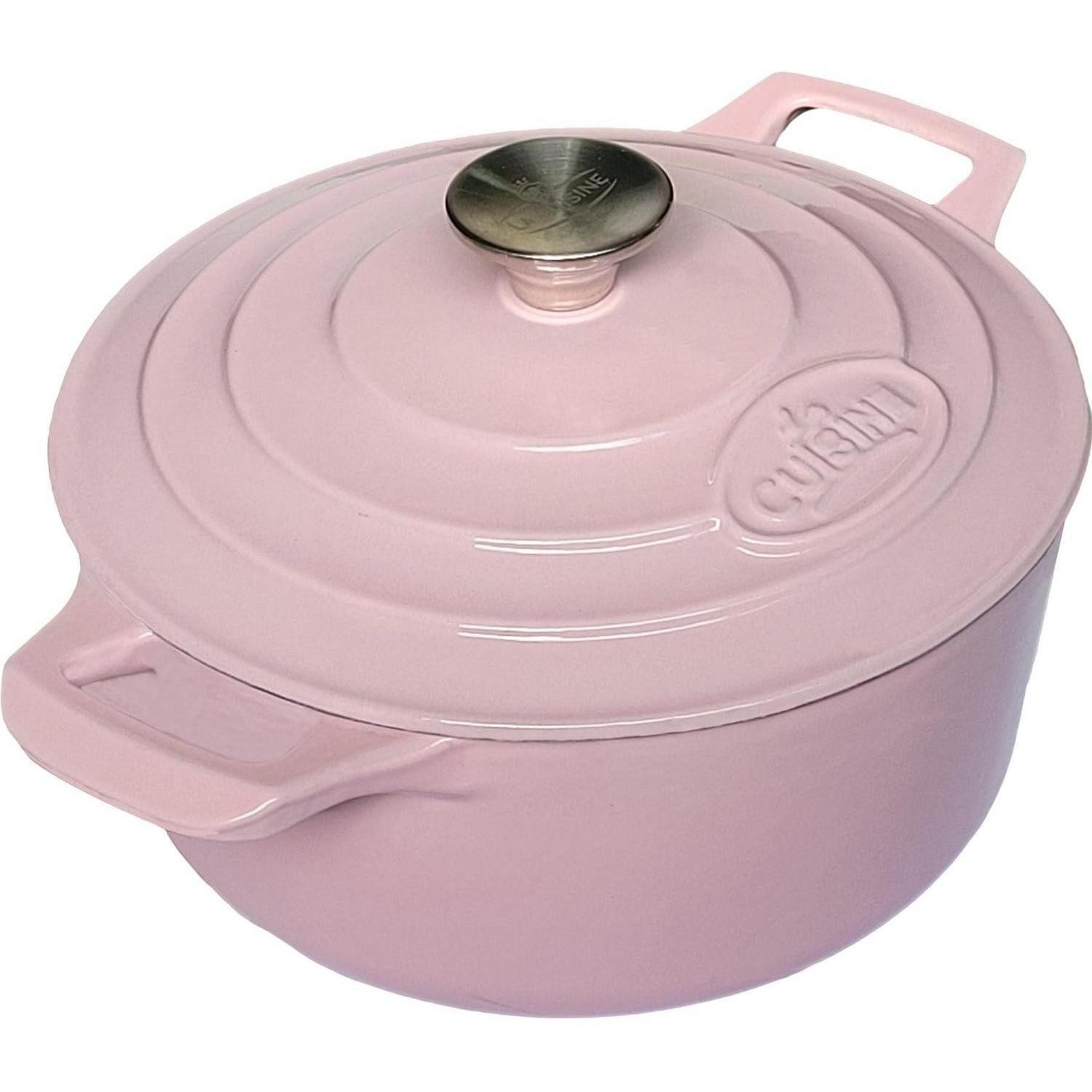LuxusKollektion Schmortopf Schmortopf Emaille Gusseisen 24cm Rosa