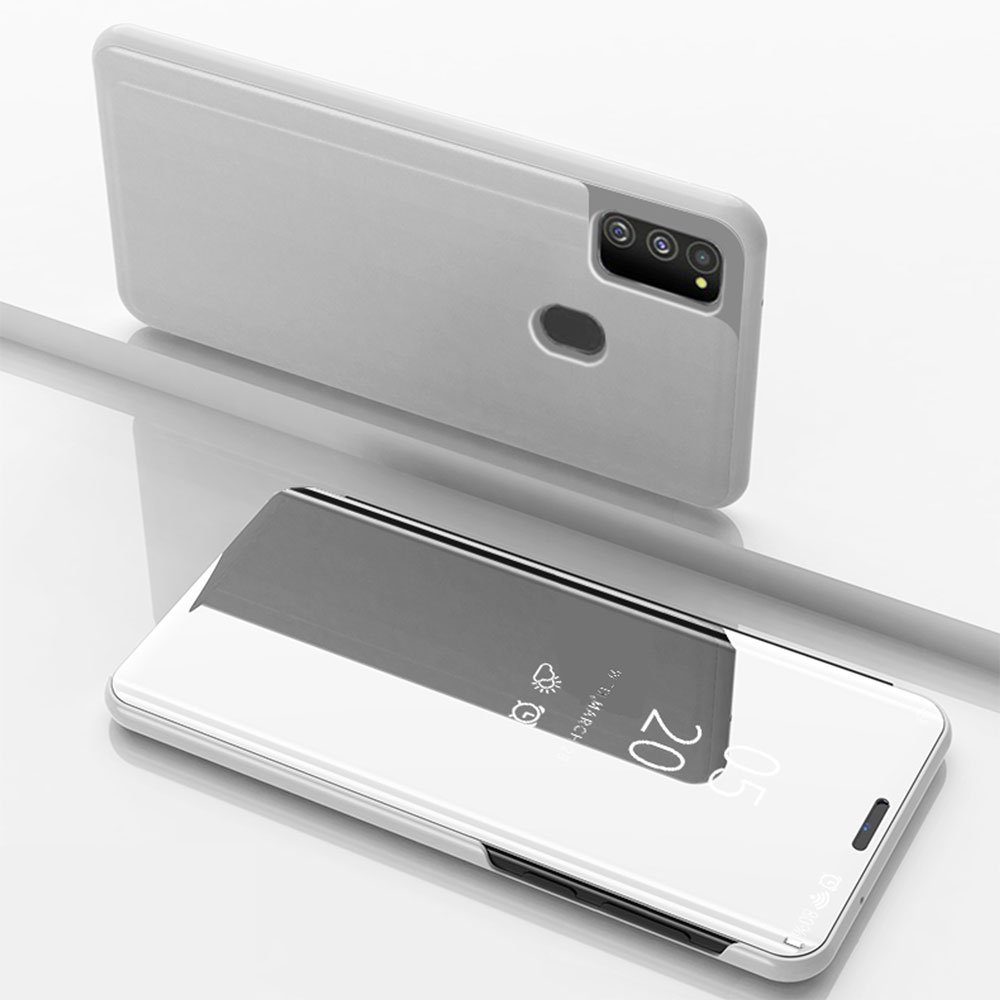 FITSU Handyhülle Spiegel Hülle für Samsung Galaxy M21 Handytasche, Schlanke Klapphülle, elegantes Flipcase, Handyhülle mit Standfunktion