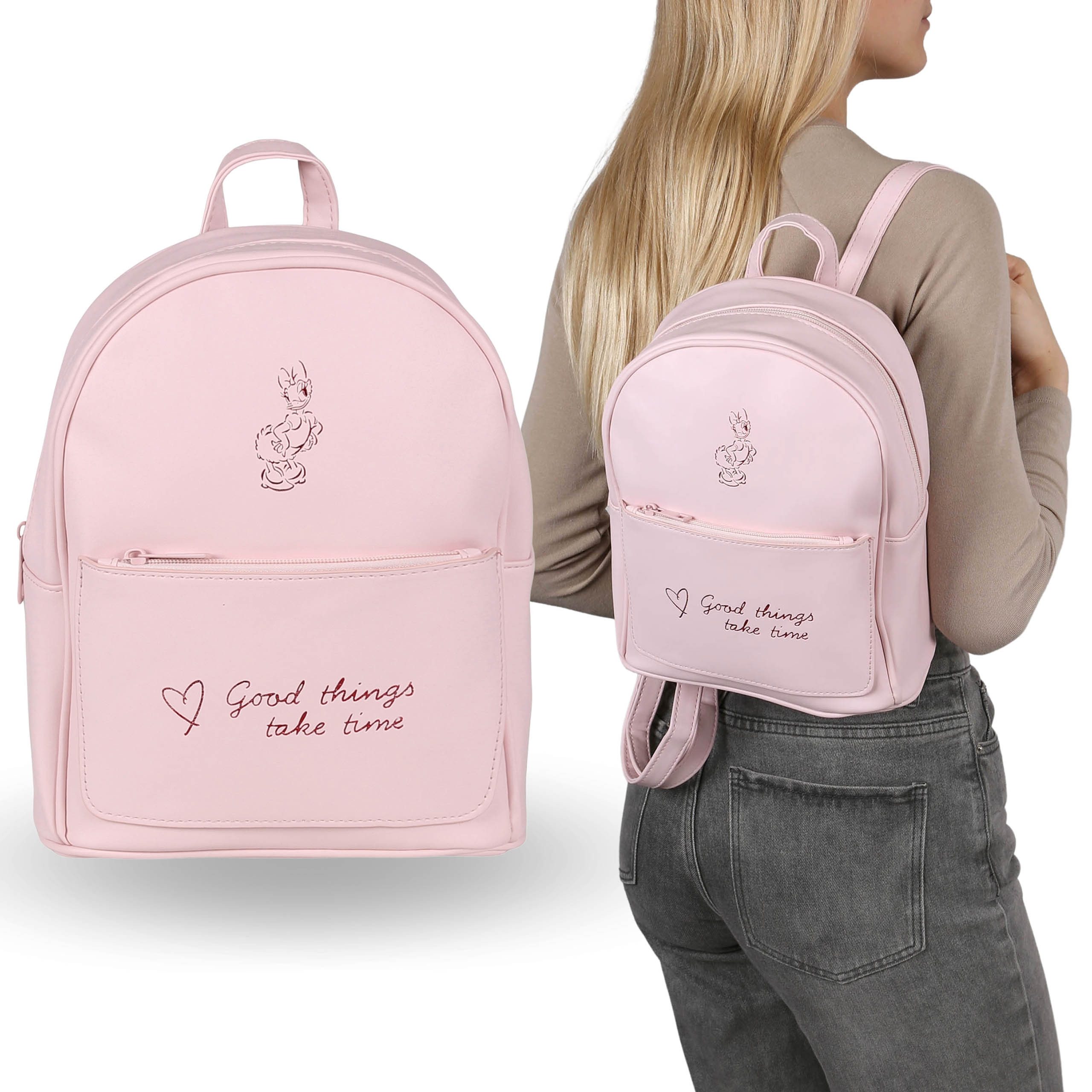 Disney Cityrucksack Disney Daisy Rosa Lederrucksack, city Damenrucksack 22x10x27,5 cm