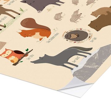 Posterlounge Wandfolie Sandy Lohß, Tiere des Waldes, Klassenzimmer Kindermotive