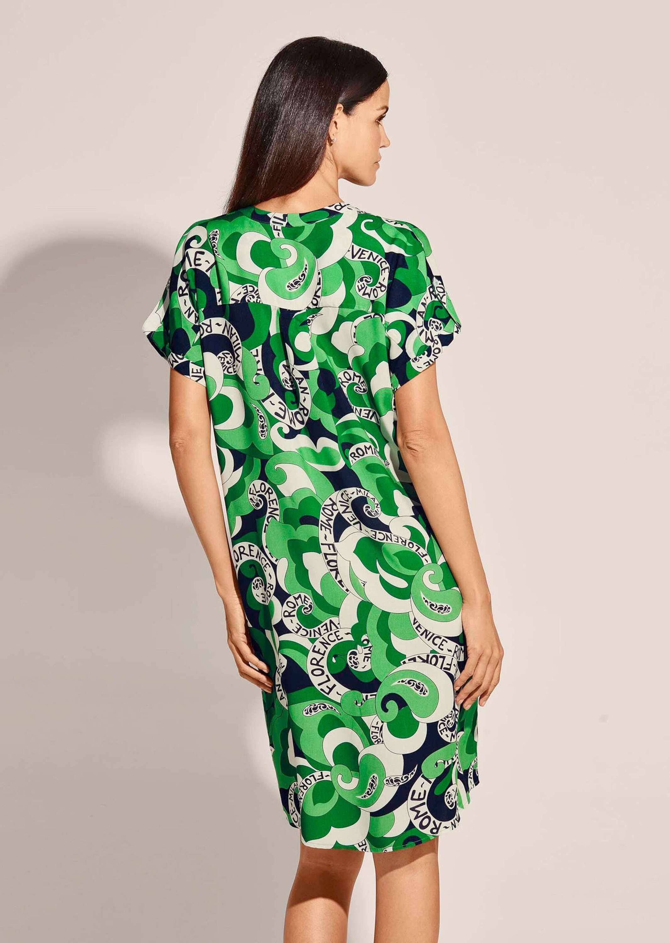 MADELEINE Midikleid Midi-Kleid mit grafischem Print Animal-Print trifft auf Serafino-Kragen für modische Akzente