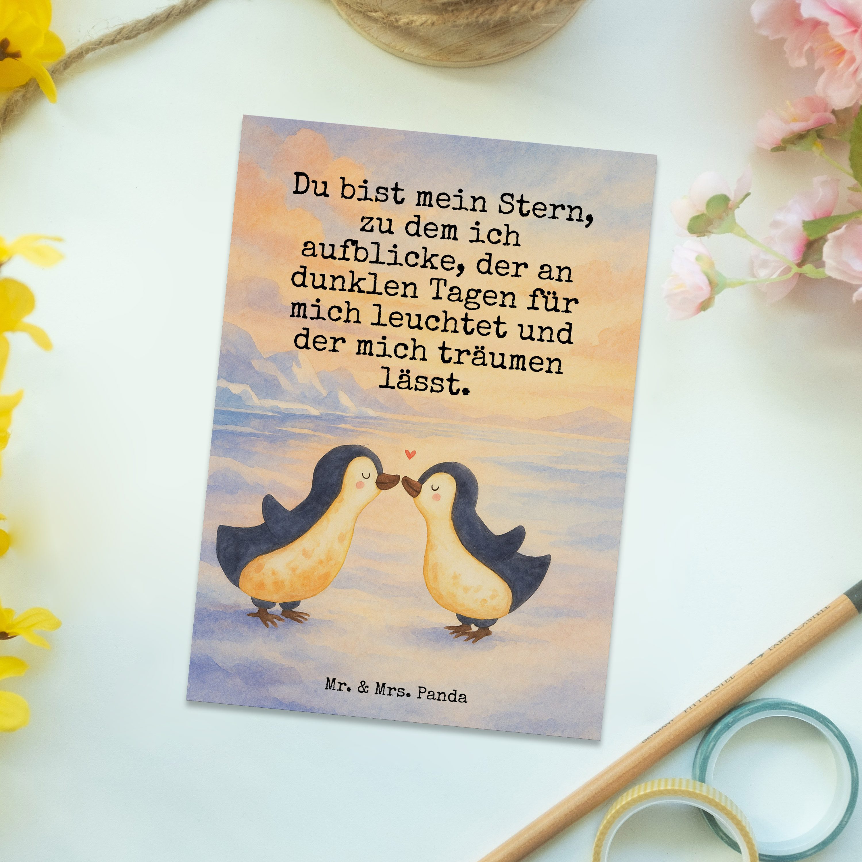 Mr. & Mrs. Panda Postkarte Pinguin Liebe Design, Postkarte, Weiß, Postkarte, Grußkarte, Vertraut, Liebesgeschenk Liebesbeweis Pinguine – Bild 5 von 5