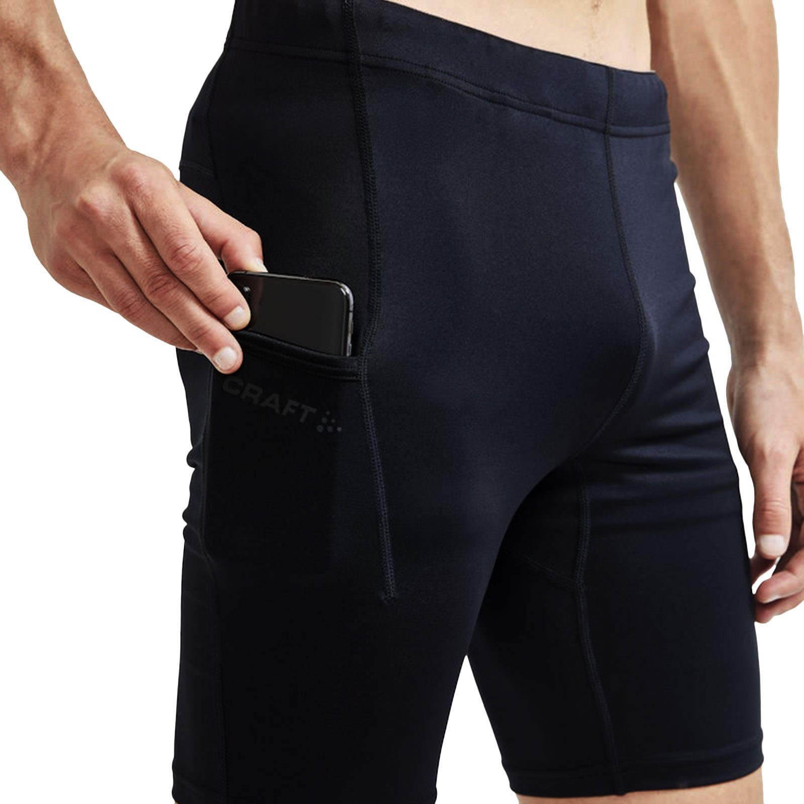 Craft Laufhose Essence ADV Short Tights mit kleiner Schlüsseltasche