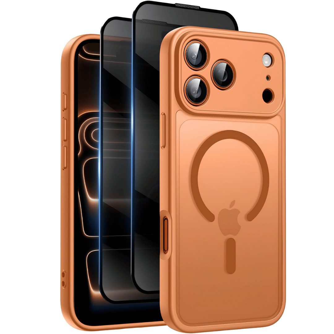 SmartUP Handyhülle + 2X Schutzglas für iPhone 17 Pro Magsafe Privacy Blickschutz Case 9H 6,3 -Zoll, kompletter Rundumschutz, Blickschutz, Anti-Spy