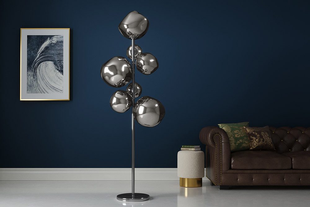 riess-ambiente Stehlampe LIQUID DIAMOND 170cm smoke – 7-flammige Kugelleuchte Glas/Metall, keine besonderen Funktionen, ohne Leuchtmittel, Design-Stehlampe mit Schirmen, dekorative Lichtquelle im Smoke-Finish
