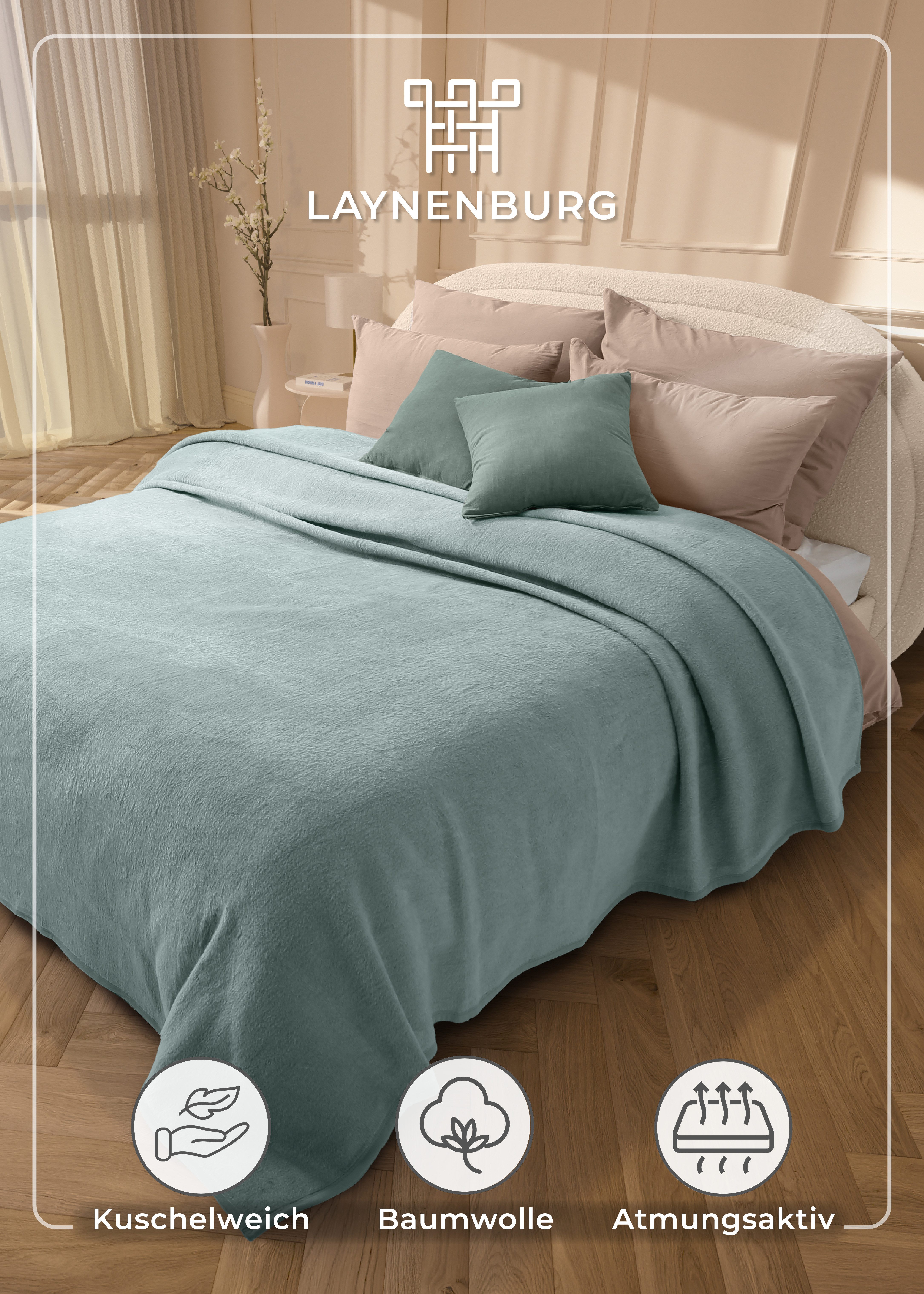 Wohndecke Wohndecke aus Baumwolle - Kuscheldecke, Baumwolldecke, Laynenburg, Decke als Sofa-decke, Couchdecke, Wolldecke aus Baumwollmix – Bild 2 von 5