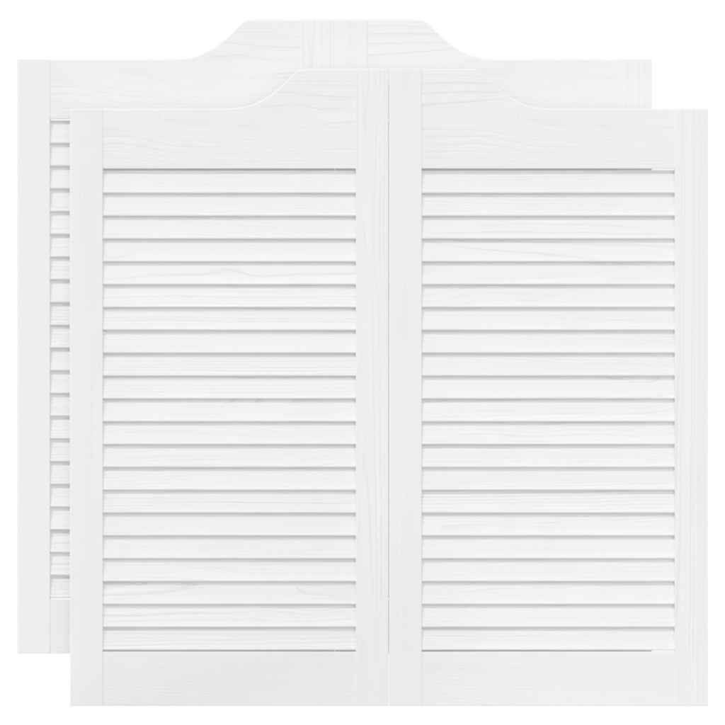 vidaXL Zimmertür Schwingtüren Lamellen-Design 2-Paar Weiß 90x80 cm Innentür Zimmertür