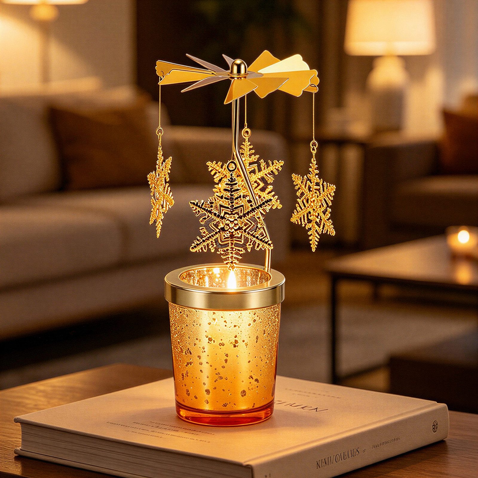 BlingBin Kerzenständer Drehbarer Kerzenhalter Schmetterling/Schneeflocke Design (1 Stück, 1 St., 4,7 x 6,7 cm), Goldener Kerzenhalter, Geschenk für Zuhause,Part – Bild 5 von 5