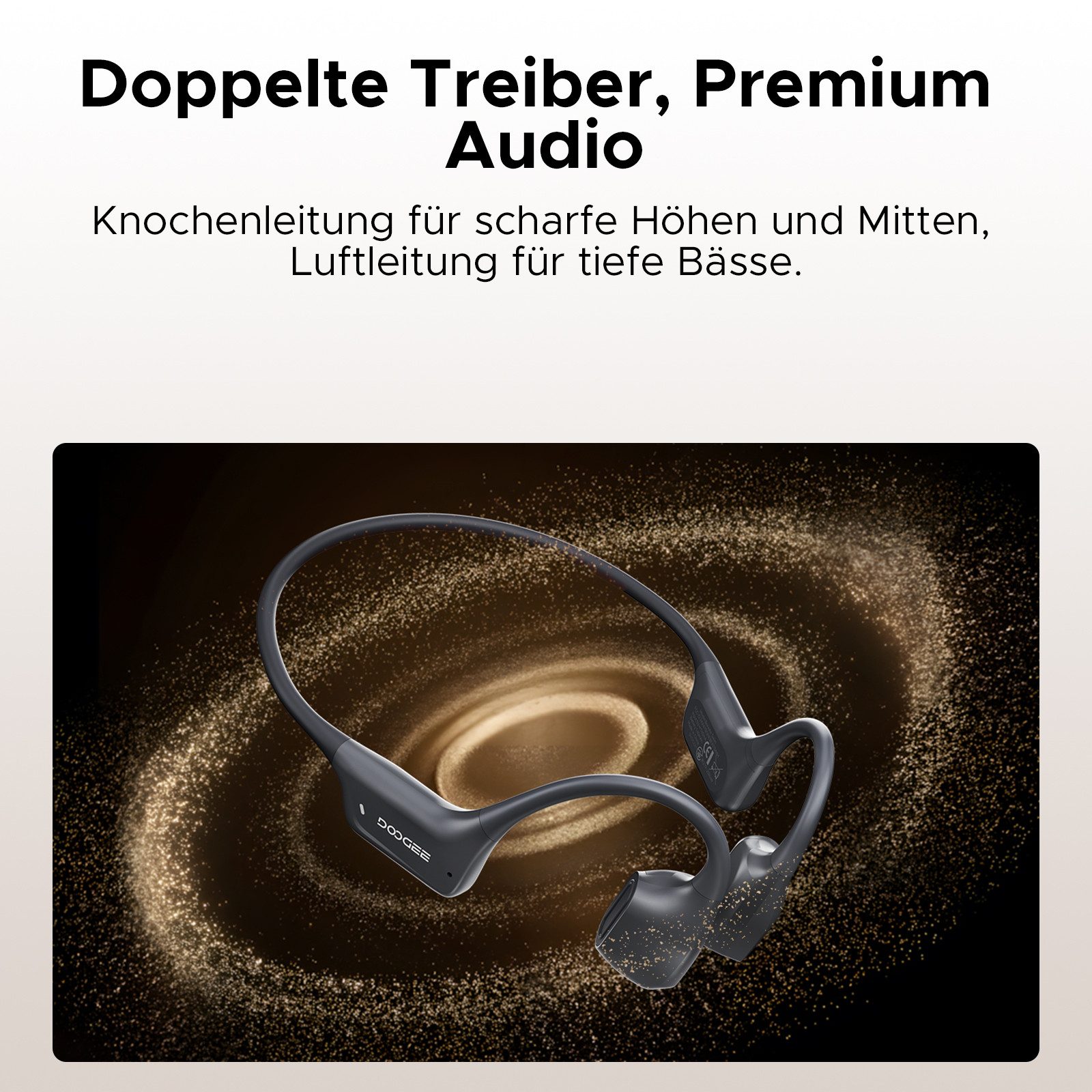 DOOGEE Knochenleitungskopfhörer IP68 Waterproof Swimming Headphones, 64GB MP3 Bluetooth-Kopfhörer (Bluetooth, Bluetooth 5.4, 10H Akku, Open Ear, Sport für Schwimmen & Laufen)