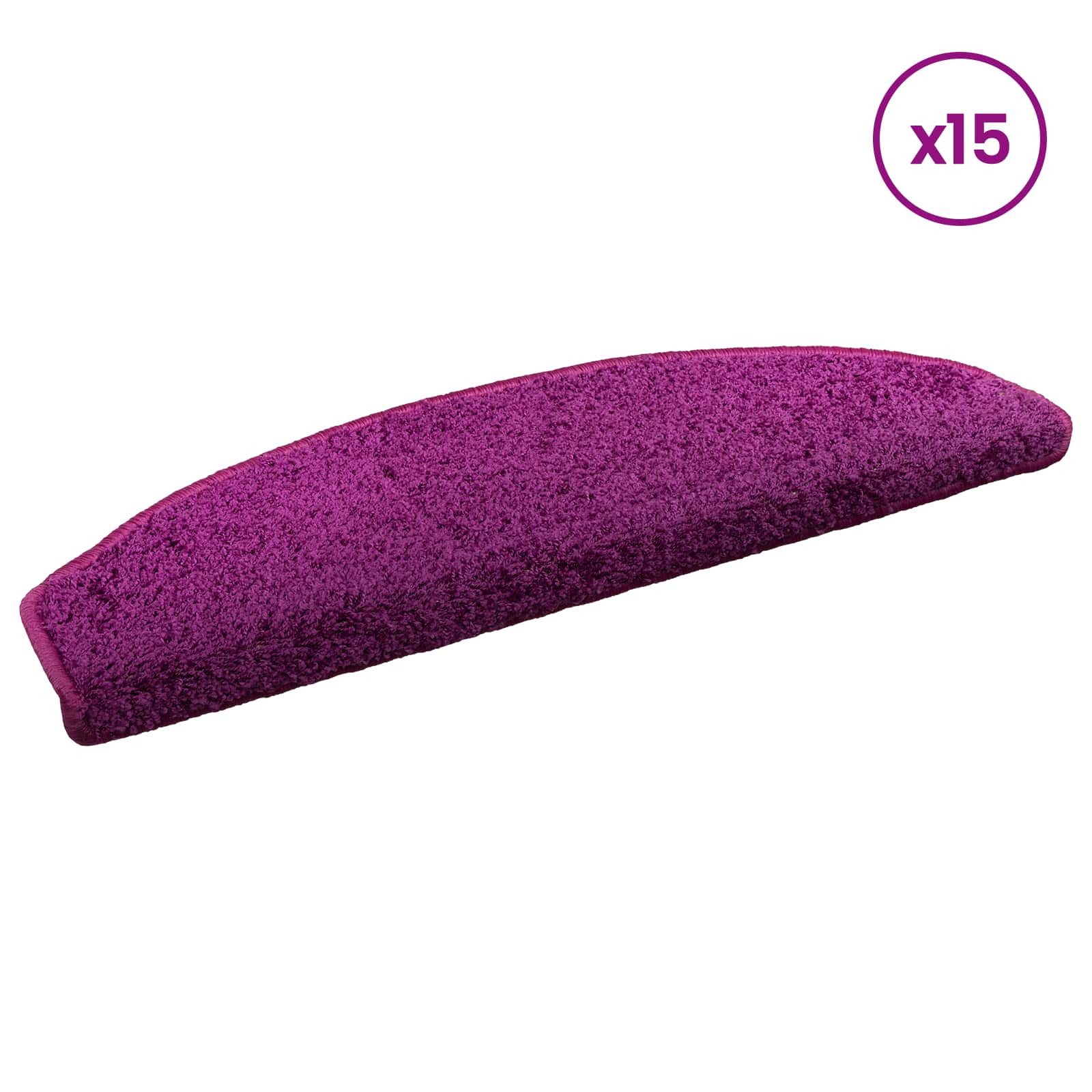 vidaXL Stufenmatte 80 x 24,5 x 3,5 cm Selbstklebende Treppenschoner 15 pcs Violett 80x24