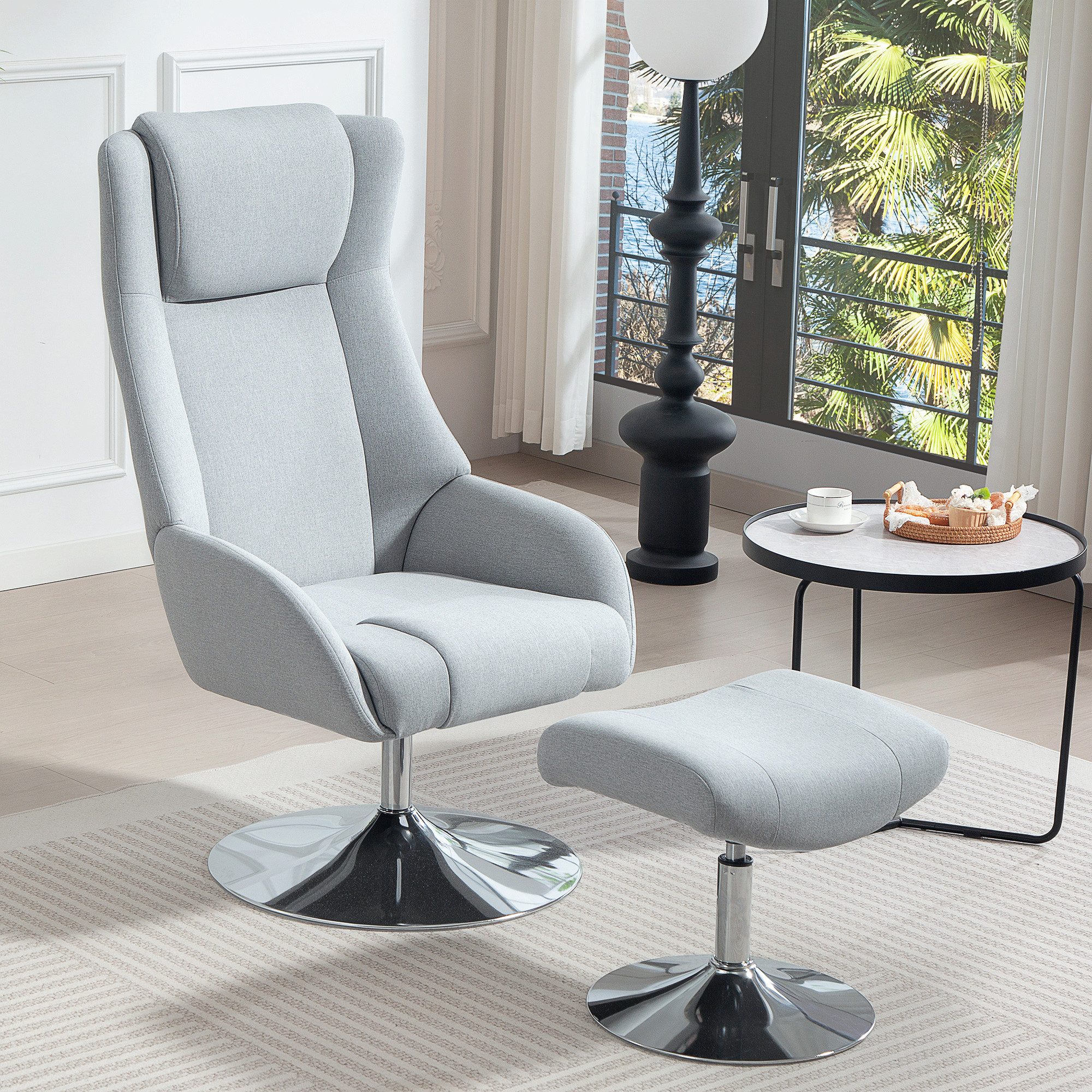 HOMCOM Relaxsessel Fernsehsessel 360°drehbar, hohe Rückenlehne, TV-Sessel Samtoptik (Loungesessel, 2-St., Armlehnstuhl), für Schlafzimmer, Wohnzimmer, Grau