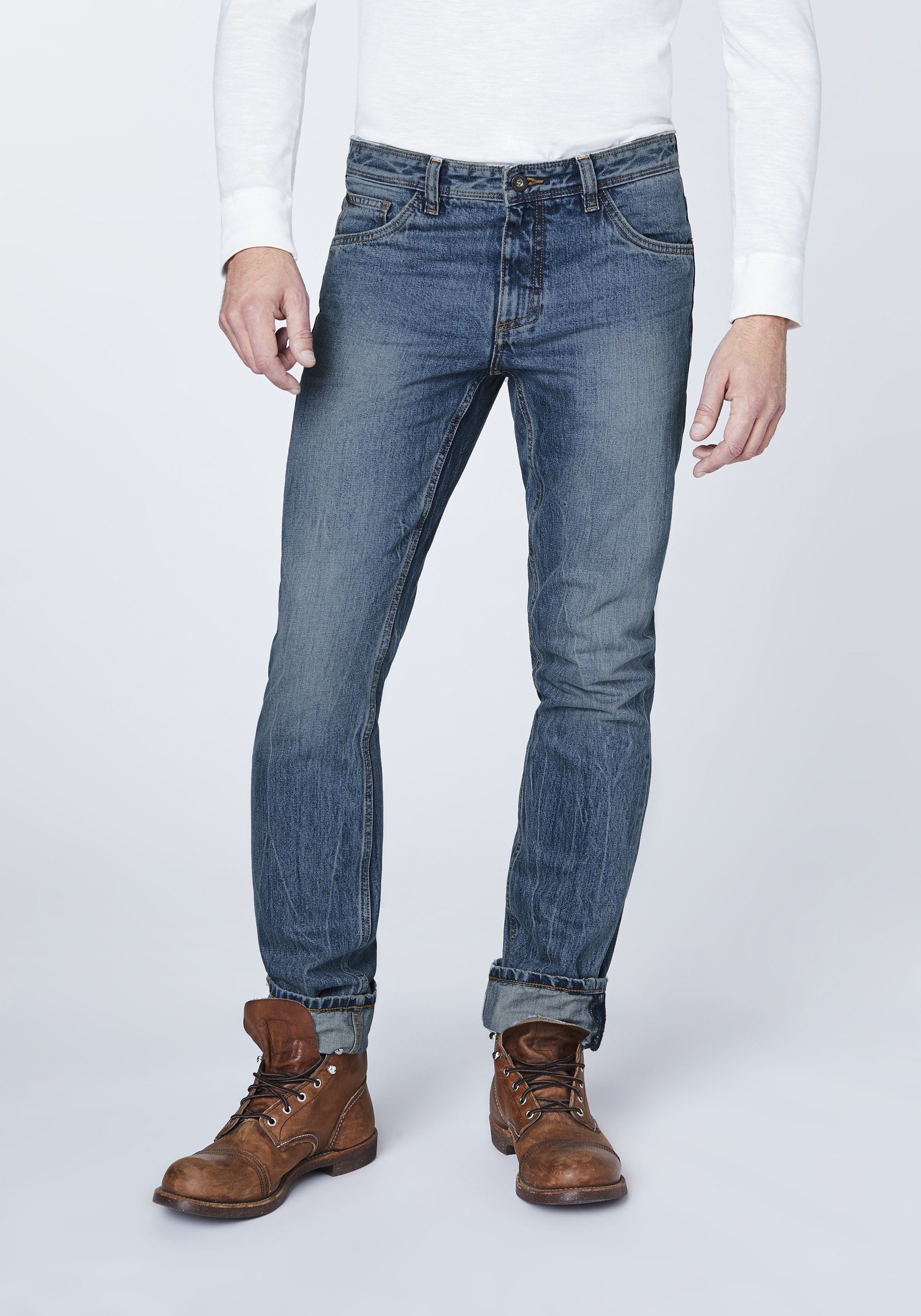 OKLAHOMA (1-tlg) Straight-Jeans 5-Pocket-Style DENIM PREMIUM im Hellblau