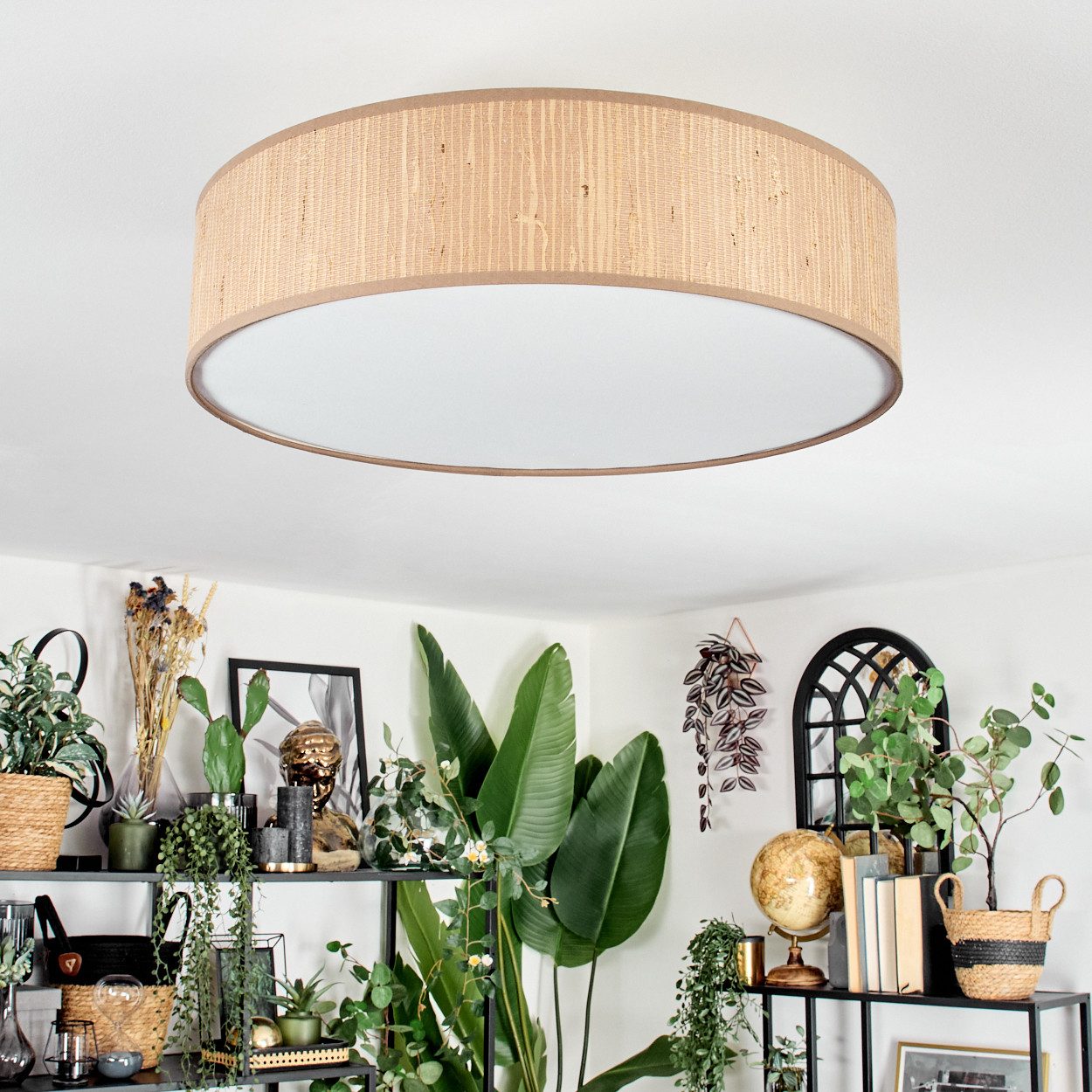 hofstein Deckenleuchte Deckenlampe aus Metall/Seegras/Stoff/Kunststoff in günstig online kaufen