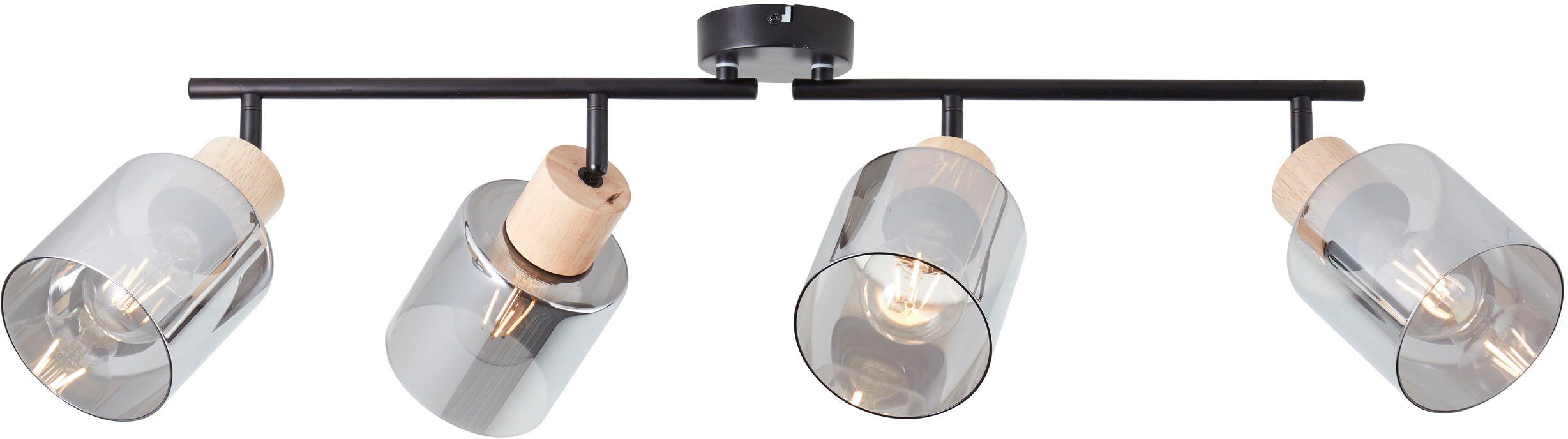 Brilliant Deckenstrahler Weald, ohne Leuchtmittel, Deckenspot mit rauchfarbenen Glas Schirmen - 4 x E27 max. 40 W