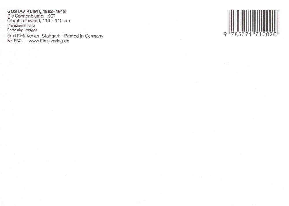 Sonnenblume" Kunstkarte Gustav Klimt Postkarte "Die