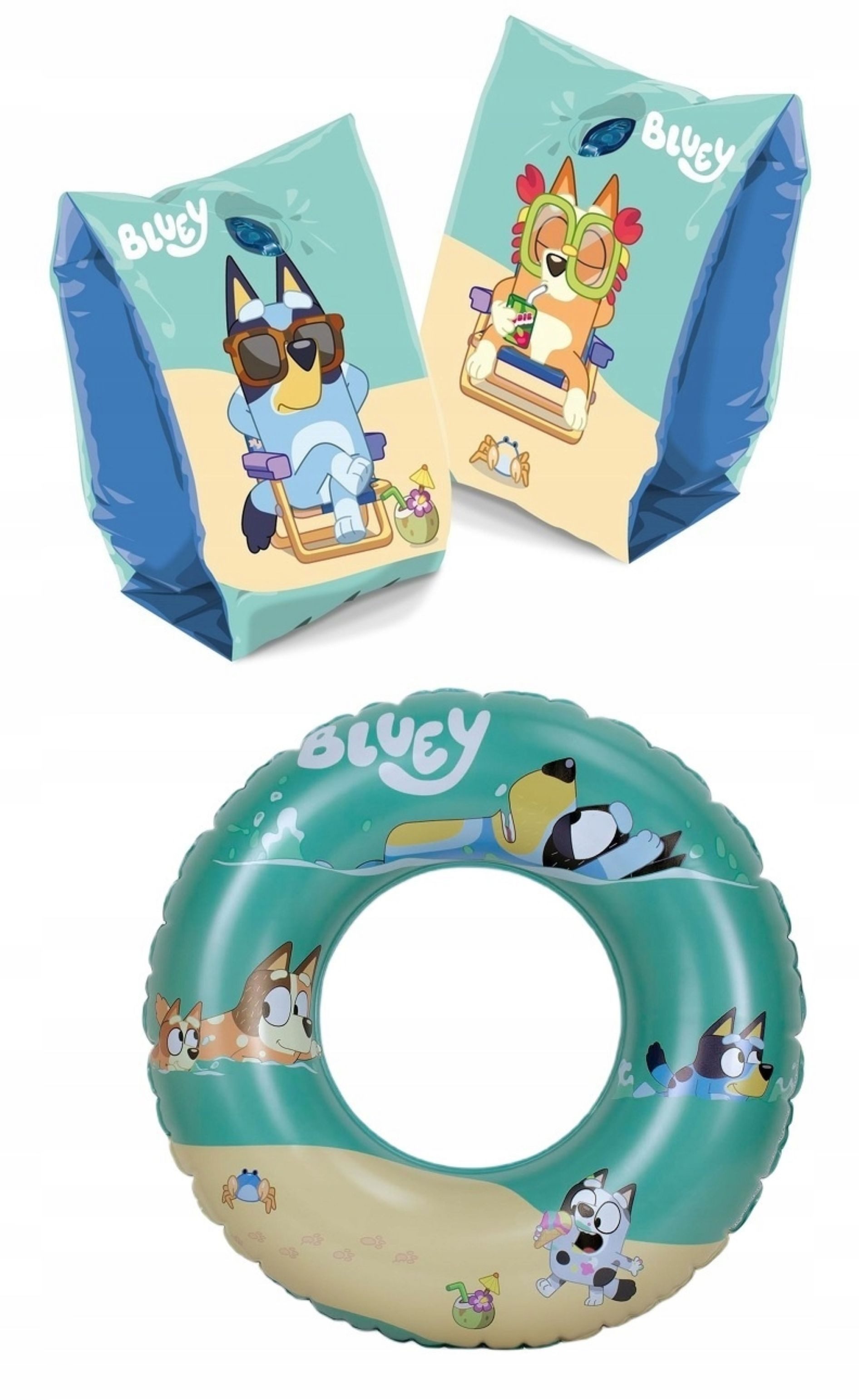 Festivalartikel Schwimmanzug Bluey Schwimmset Kinder – Schwimmflügel & Schwimmring Lizenz (1-St)