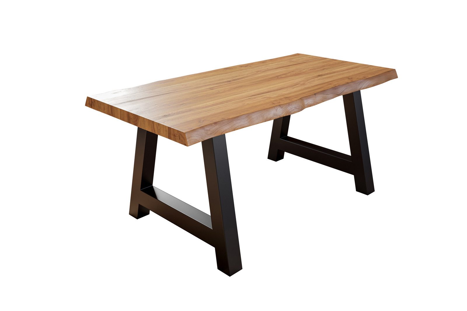 SAM® Baumkantentisch Alina, Akazienholz, natur- und nussbaumfarben, Baumkante, Metallgestell