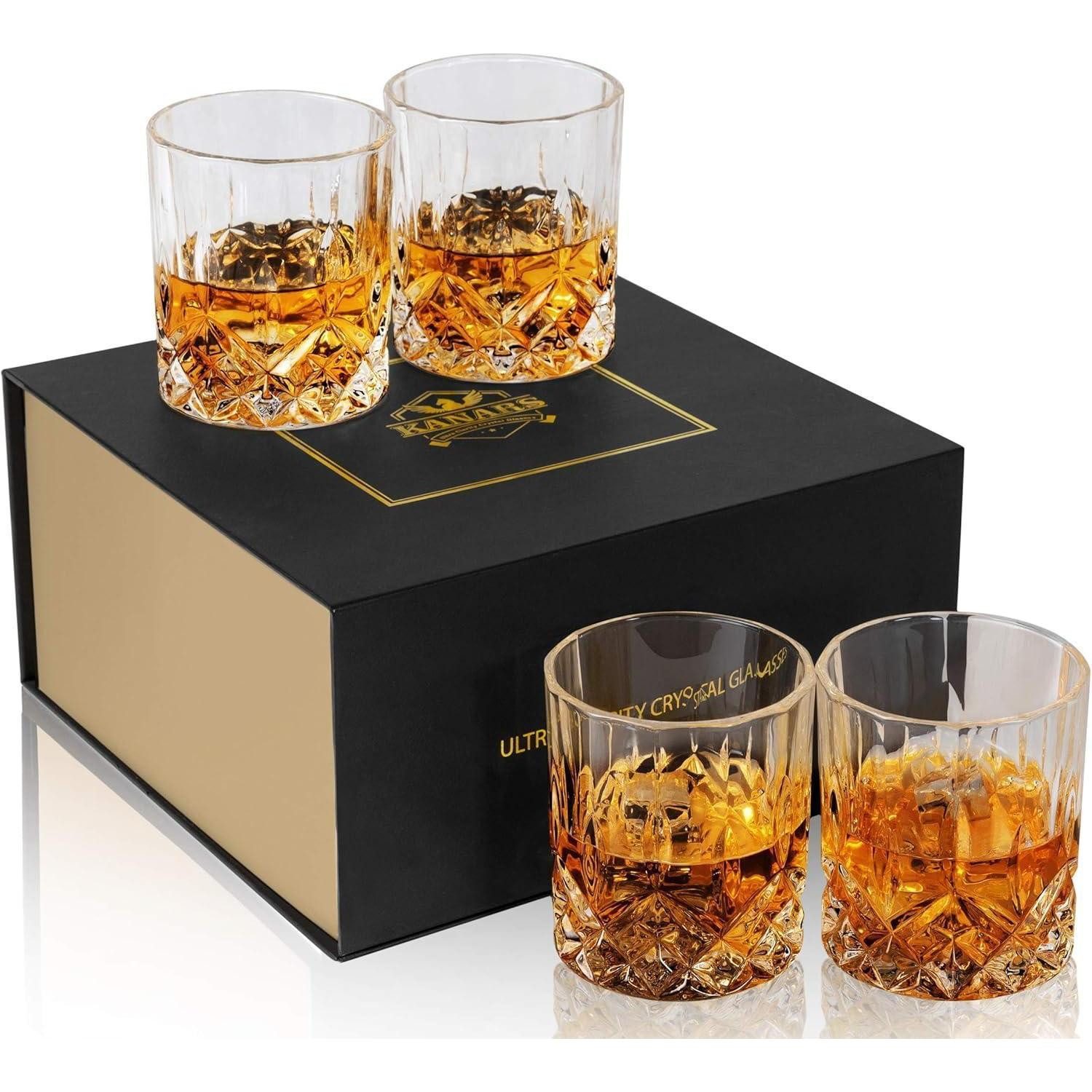 LuxusKollektion Whiskyglas 4er Whisky Gläser Set Kristallgläser 300ml Geschenke für Männer in Box
