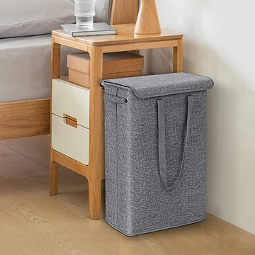 Rutaqian Wäschekorb 45L Wäschekorb mit Deckel , faltbarer groß Waschekorbsammler zur, Aufbewahrung von Kleidung und Spielzeug, Laundry Baskets grau